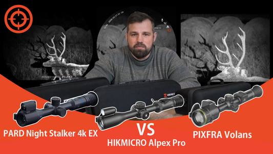 Hikmicro Alpex Pro vs Pard Night Stalker 4K EX vs Pixfra Volans tests – kuru digitālo tēmekli izvēlēties?
