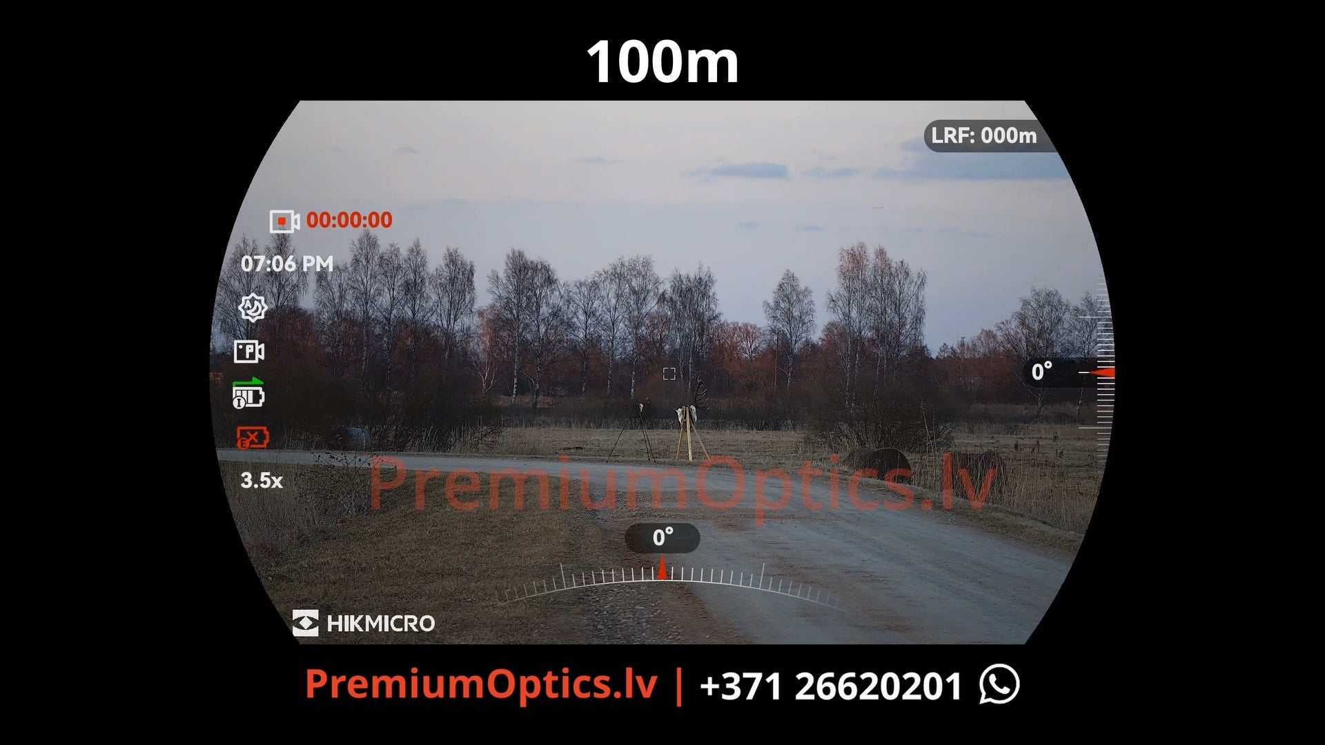 Hikmicro Alpex 4k Lite tests - digitālā tēmēkļa attēla kvalitāte dienas laikā 100 metros 1x palielinājums