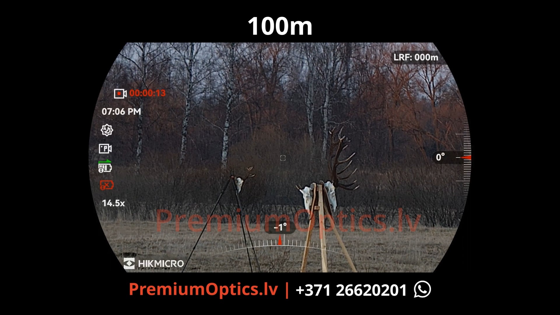 Hikmicro Alpex 4k Lite tests - digitālā tēmēkļa attēla kvalitāte dienas laikā 100 metros 2x palielinājums