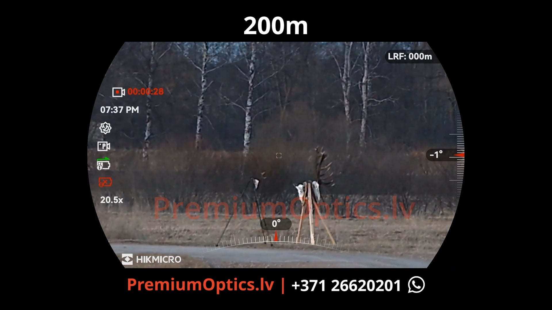 Hikmicro Alpex 4k Lite tests - digitālā tēmēkļa attēla kvalitāte dienas laikā 200 metros 2x palielinājums