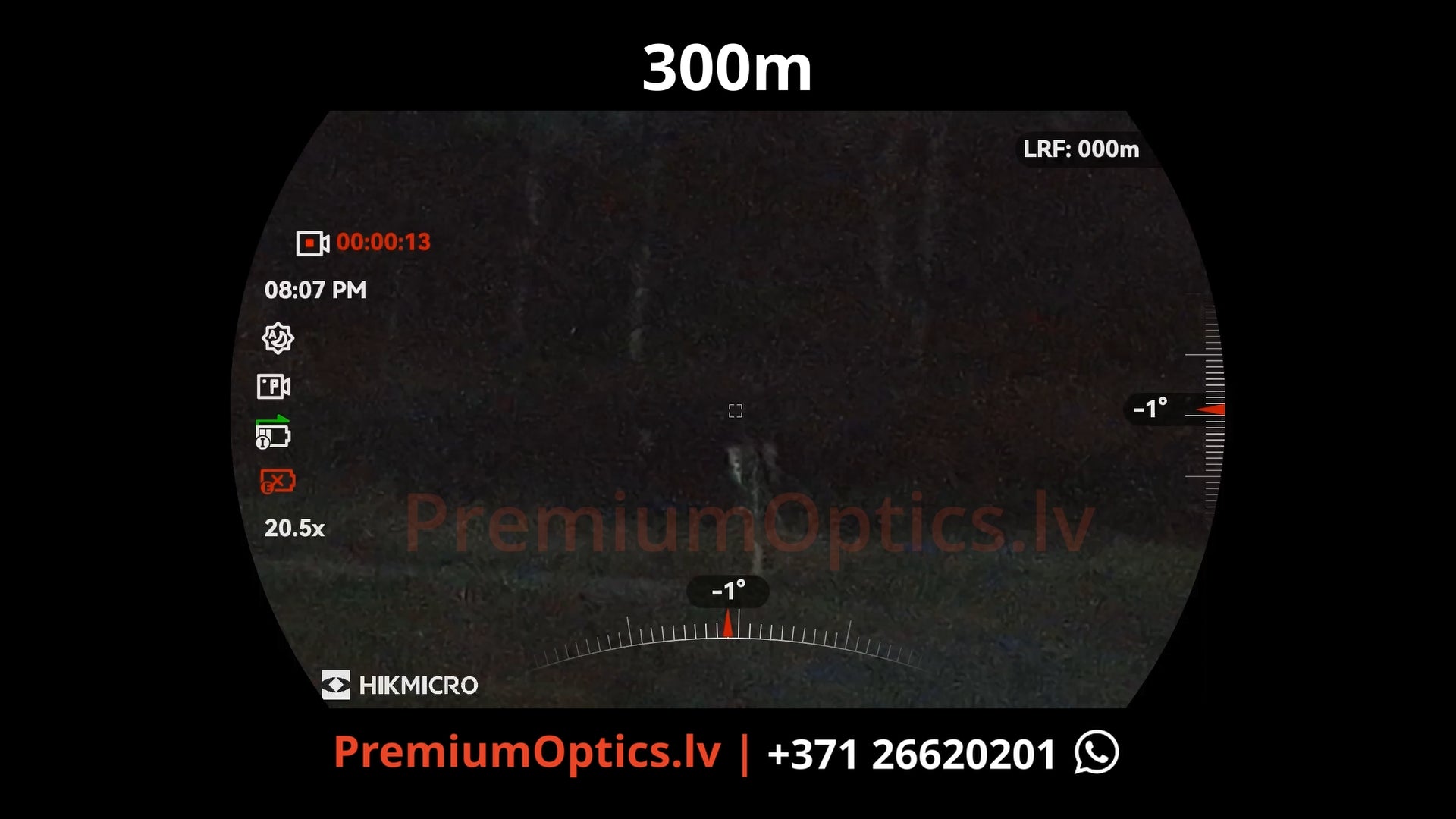 Hikmicro Alpex 4k Lite tests - digitālā tēmēkļa attēla kvalitāte dienas laikā 300 metros 2x palielinājums