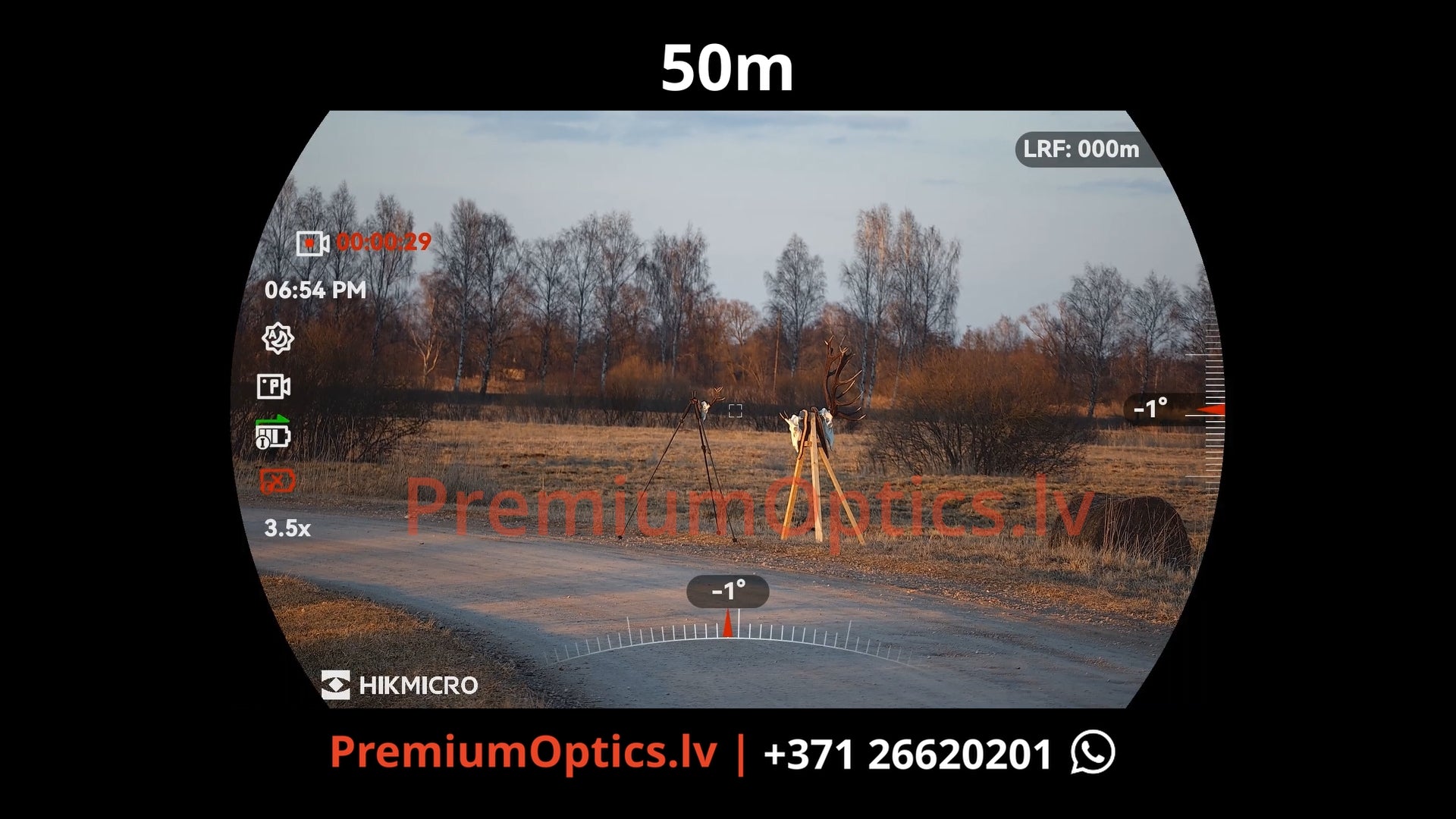 Hikmicro Alpex 4k Lite tests - digitālā tēmēkļa attēla kvalitāte dienas laikā 50 metros 1x palielinājums