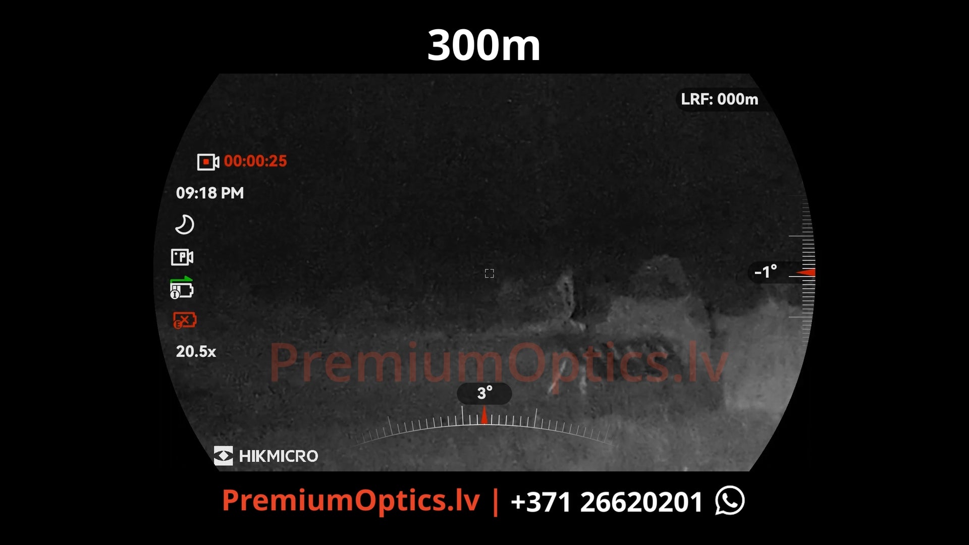 Hikmicro Alpex 4k Lite tests - digitālā tēmēkļa attēla kvalitāte nakts laikā - tumsā 300 metros 2x palielinājums