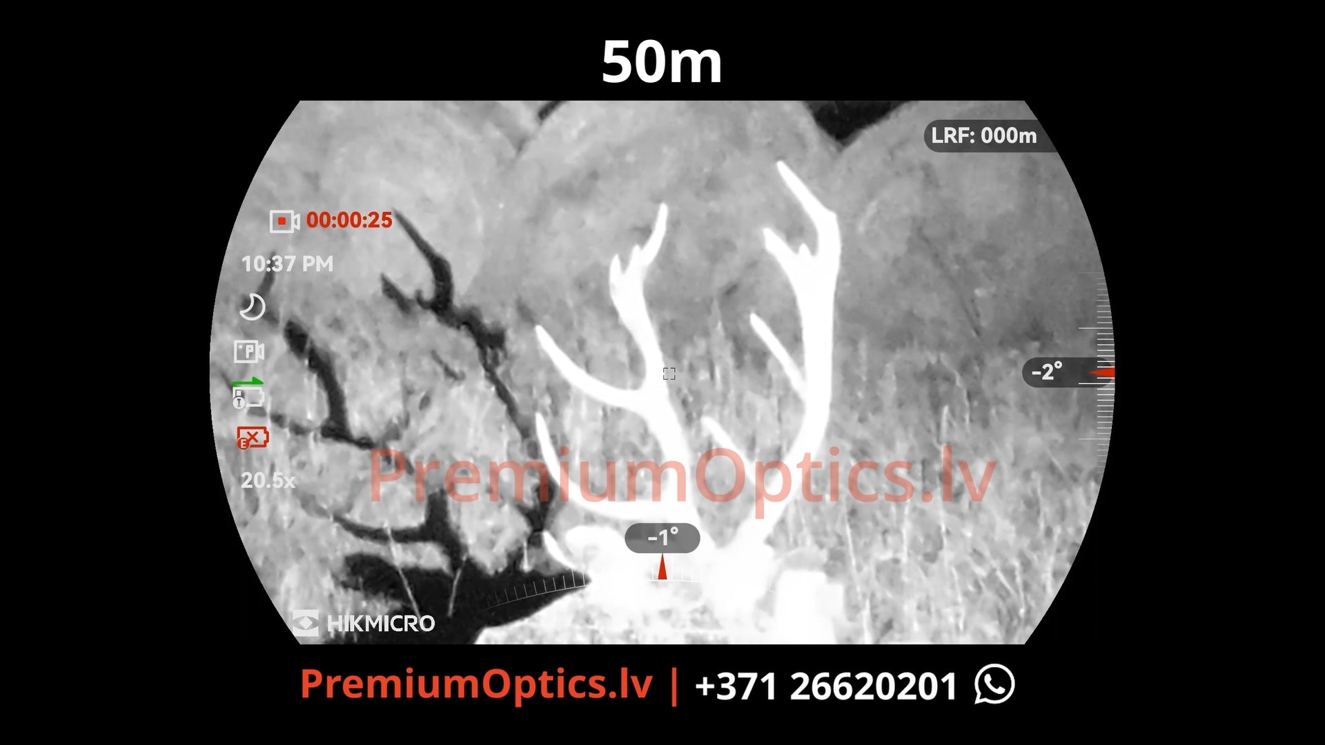 Hikmicro Alpex 4k Lite tests - digitālā tēmēkļa attēla kvalitāte nakts laikā - tumsā 50 metros 2x palielinājums