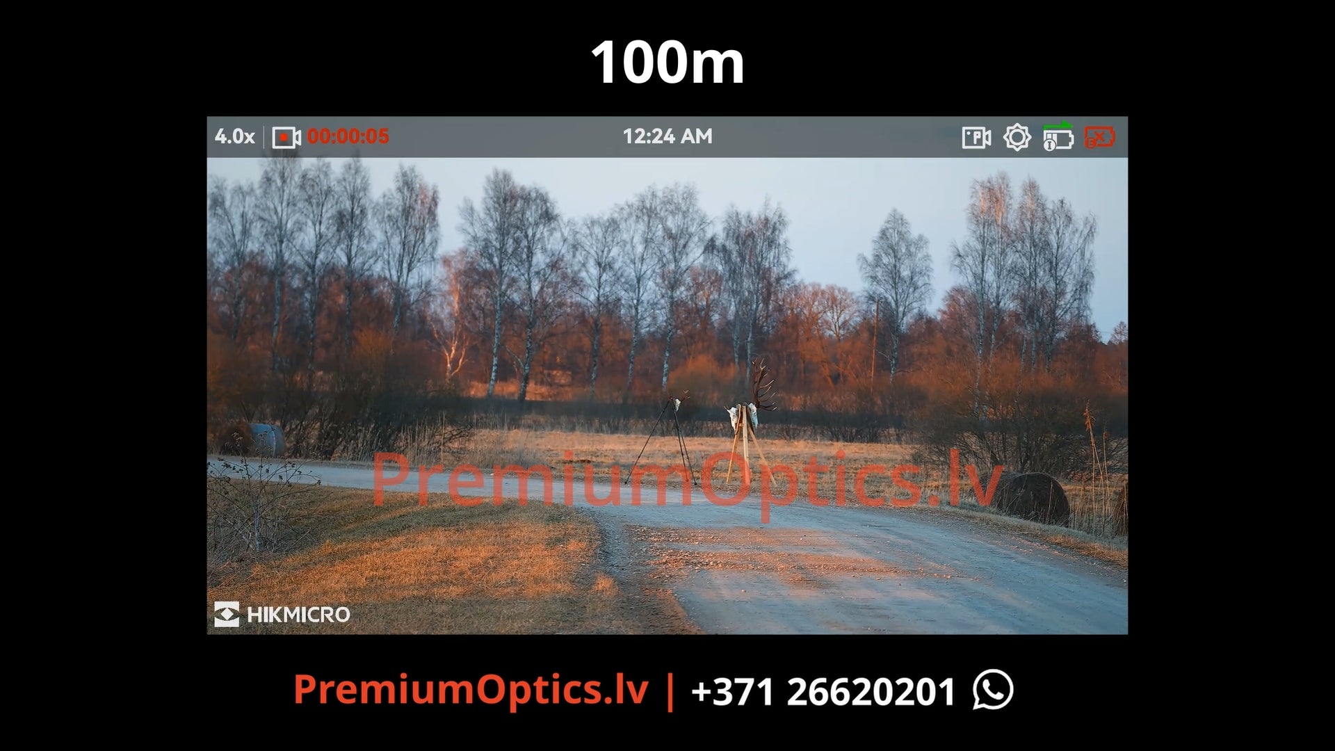 Hikmicro Alpex Pro digitālā tēmēkļa tests 100 metros – attēla kvalitāte dienas laikā (1x palielinājums)
