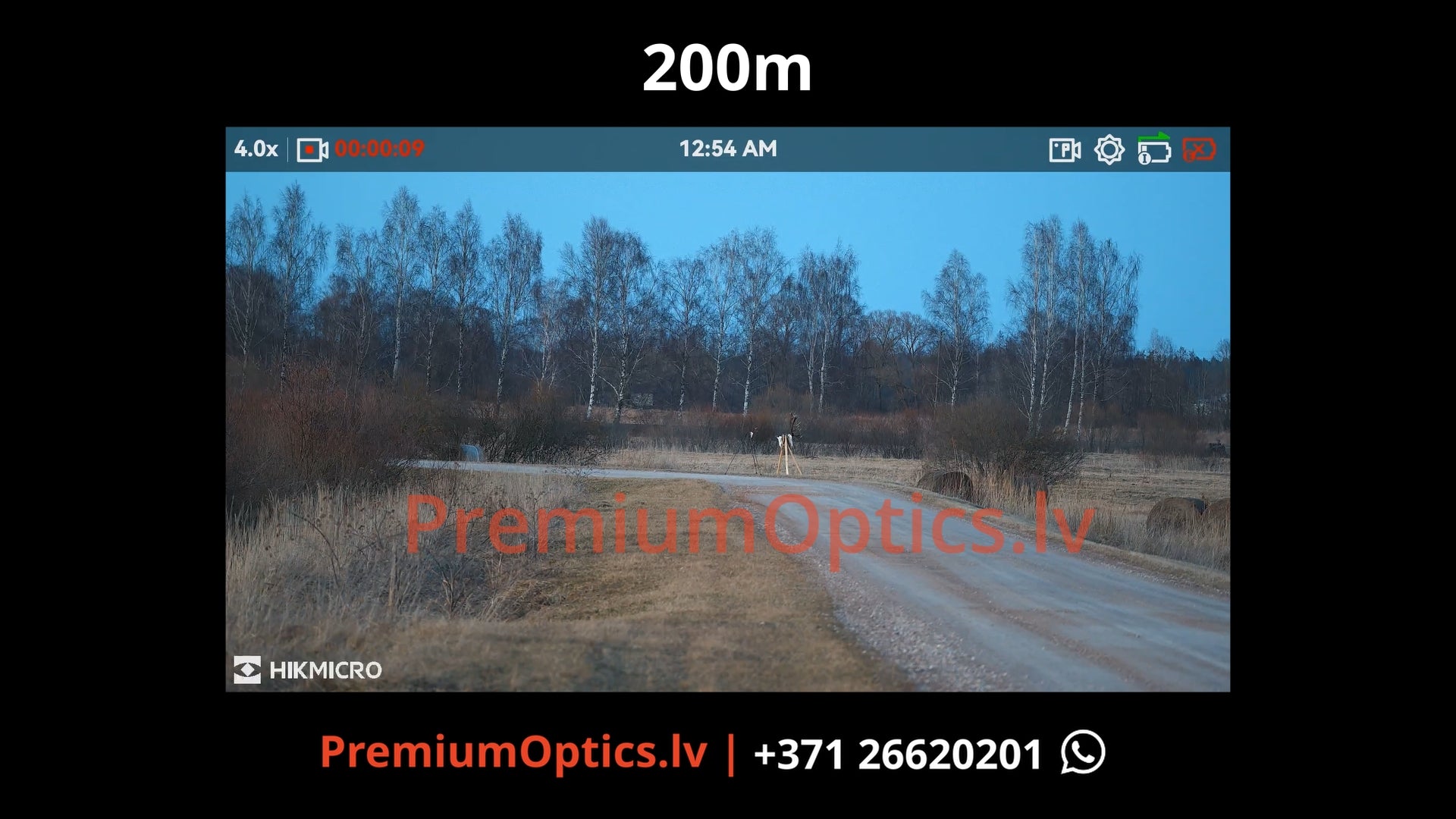 Hikmicro Alpex Pro digitālā tēmēkļa tests 200 metros – attēla kvalitāte dienas laikā (1x palielinājums)