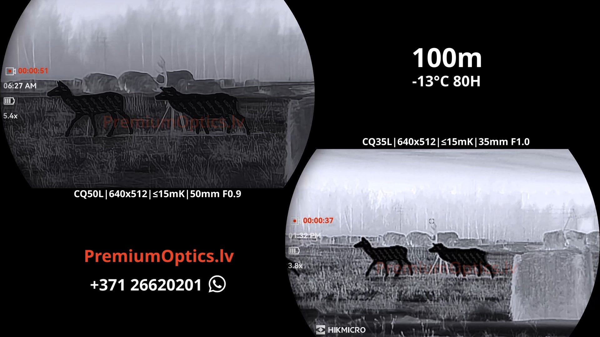 Hikmicro Condor 2.0 termokameras tests 100 metros – attēla kvalitāte dabā (2x palielinājums)