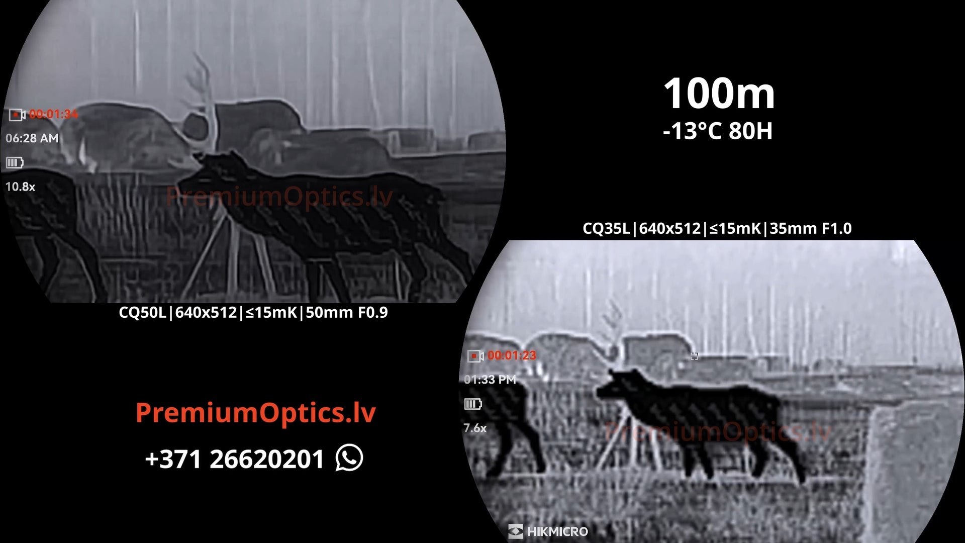 Hikmicro Condor 2.0 termokameras tests 100 metros – attēla kvalitāte dabā (3x palielinājums)