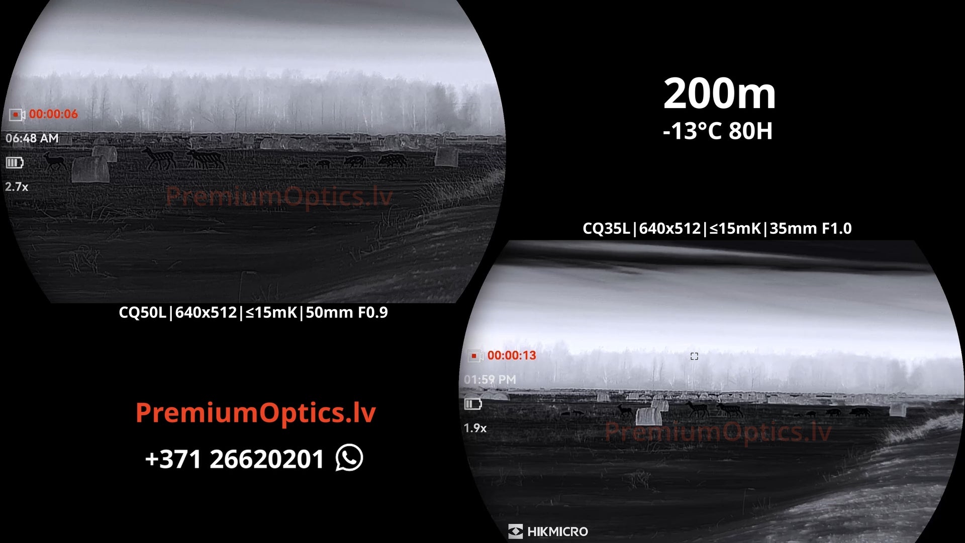 Hikmicro Condor 2.0 termokameras tests 200 metros – attēla kvalitāte dabā (1x palielinājums)