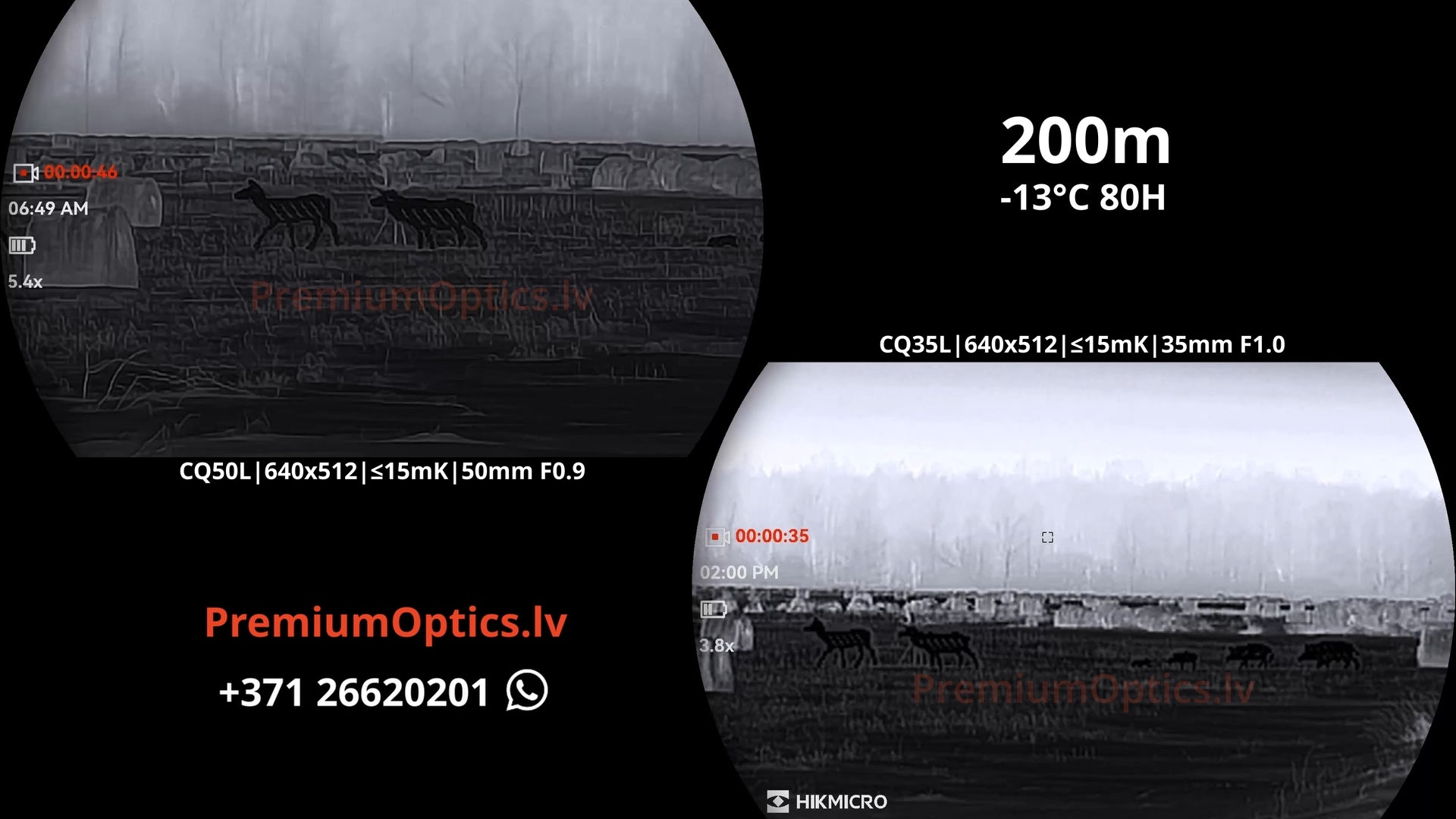 Hikmicro Condor 2.0 termokameras tests 200 metros – attēla kvalitāte dabā (2x palielinājums)