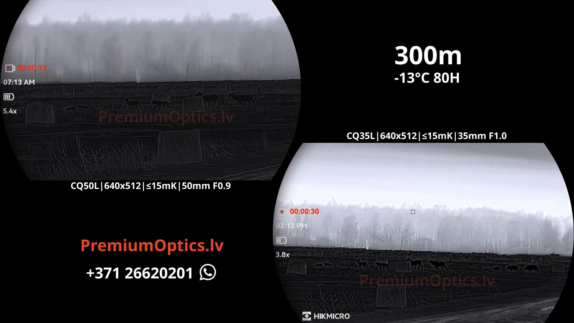 Hikmicro Condor 2.0 termokameras tests 300 metros – attēla kvalitāte dabā (2x palielinājums)
