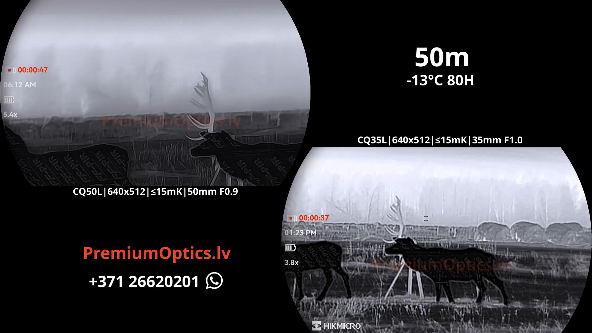 Hikmicro Condor 2.0 termokameras tests 50 metros – attēla kvalitāte dabā (2x palielinājums)