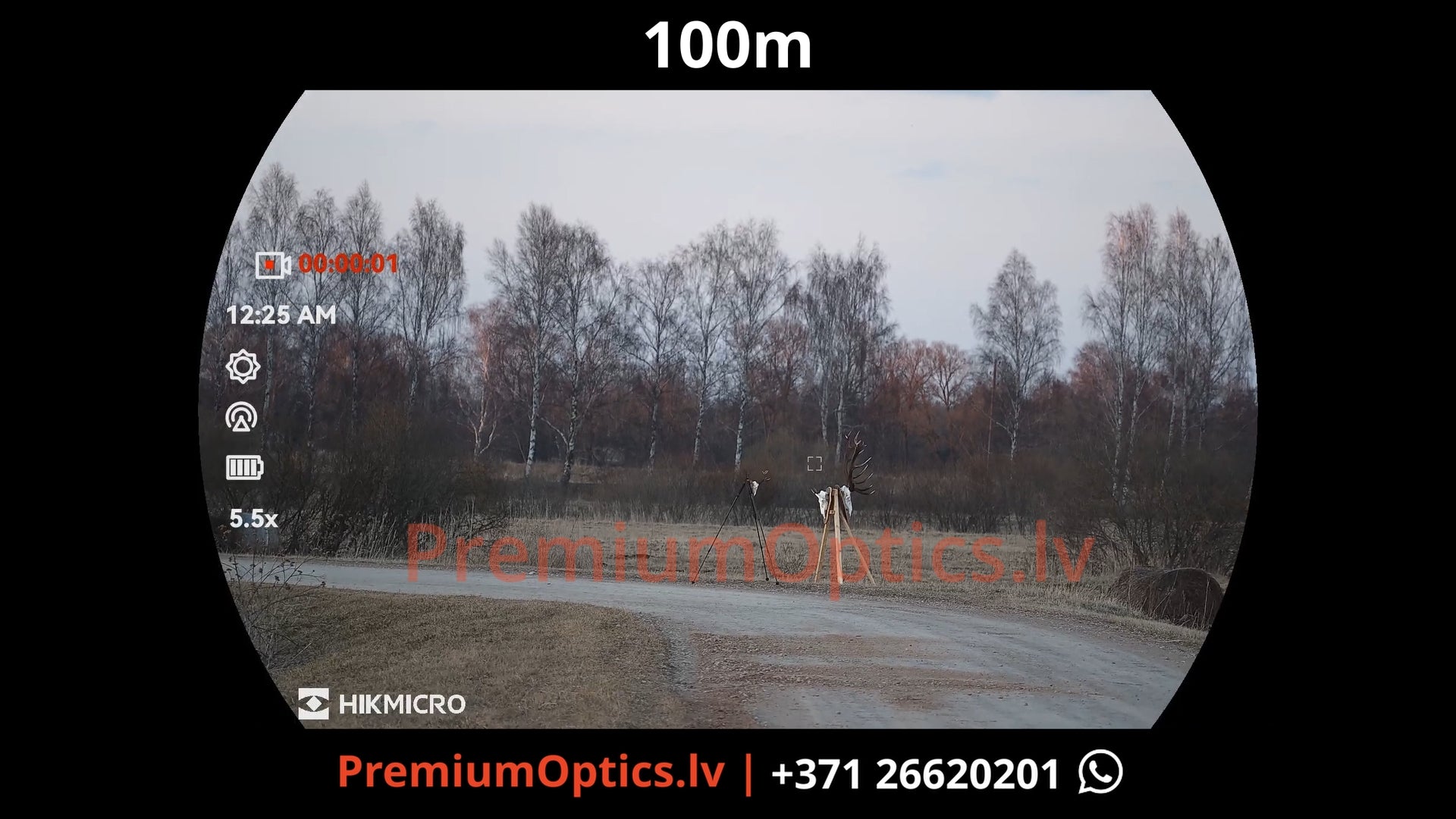 Hikmicro Habrok 4k 2.0 multispektrālais binoklis tests 100 metros – attēla kvalitāte saules norietēšanas laikā (1x palielinājums)