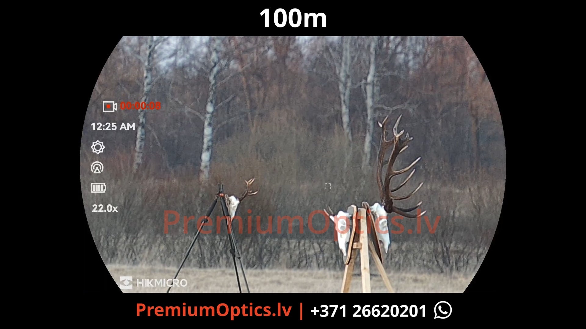 Hikmicro Habrok 4k 2.0 multispektrālais binoklis tests 100 metros – attēla kvalitāte saules norietēšanas laikā (2x palielinājums)