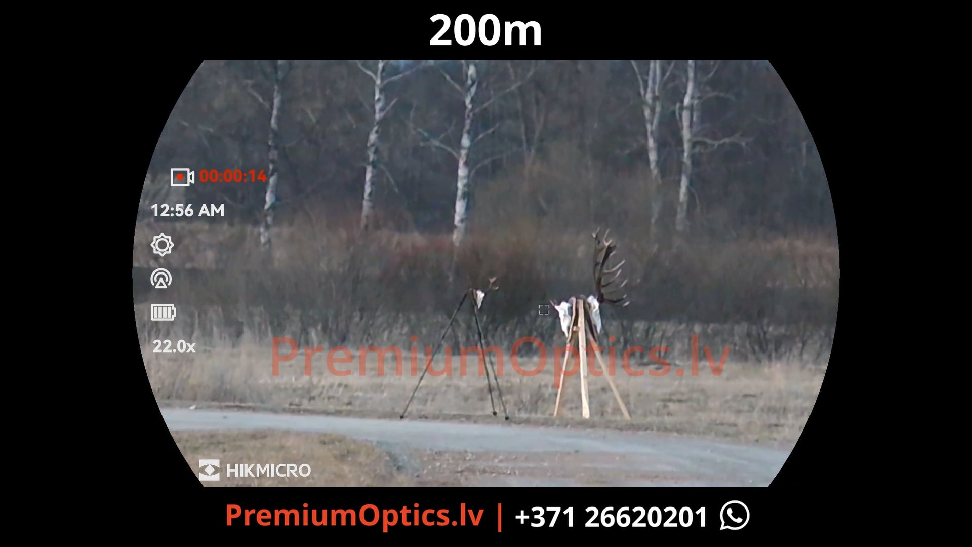 Hikmicro Habrok 4k 2.0 multispektrālais binoklis tests 200 metros – attēla kvalitāte saules norietēšanas laikā (2x palielinājums)