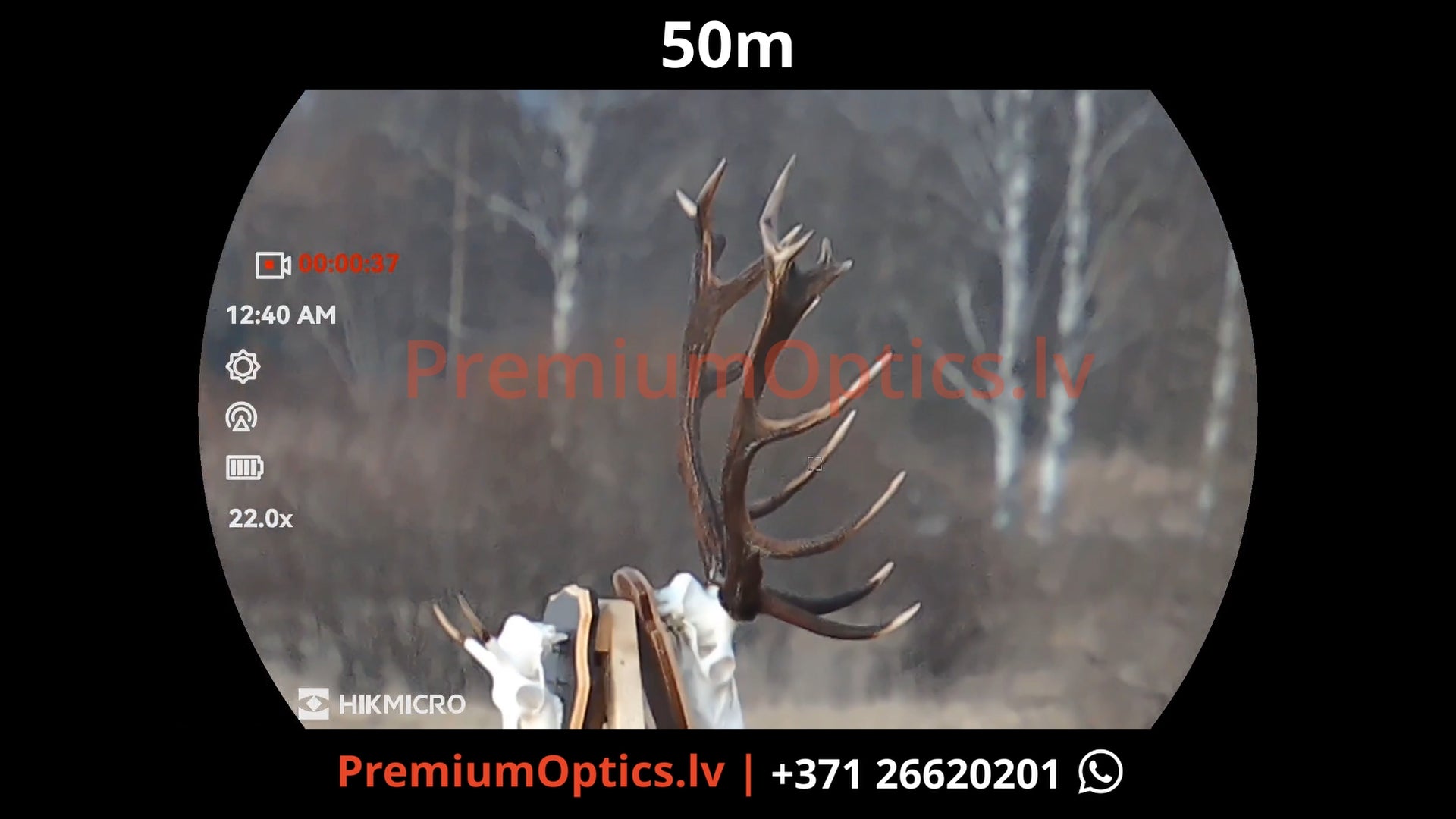 Hikmicro Habrok 4k 2.0 multispektrālais binoklis tests 50 metros – attēla kvalitāte saules norietēšanas laikā (2x palielinājums)