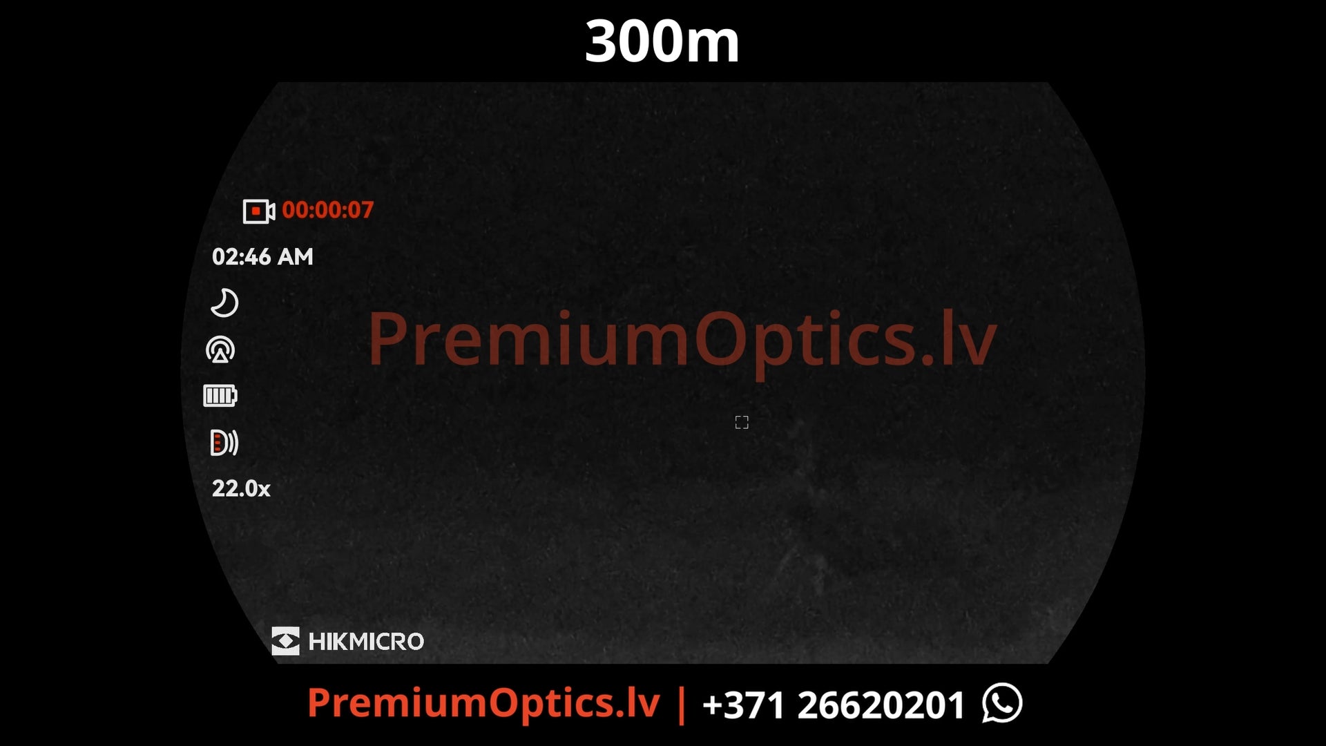 Hikmicro Habrok 4k 2.0 multispektrālais binoklis tests 300 metros – attēla kvalitāte naktī ar orģinālo piegaismotāju (2x palielinājums)