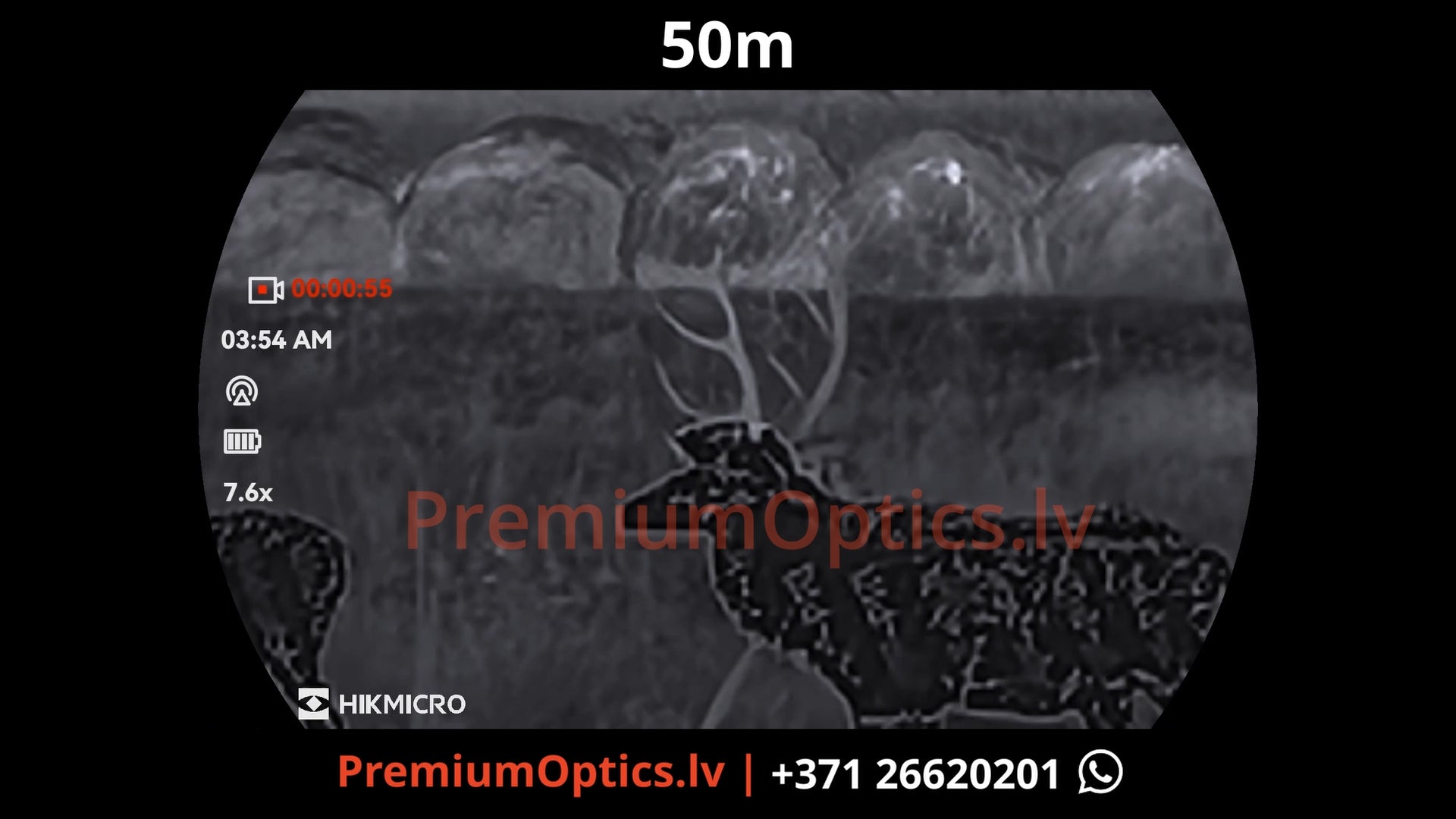Hikmicro Habrok 4k 2.0 multispektrālais binoklis tests 50 metros – termo bildes attēla kvalitāte naktī (2x palielinājums)