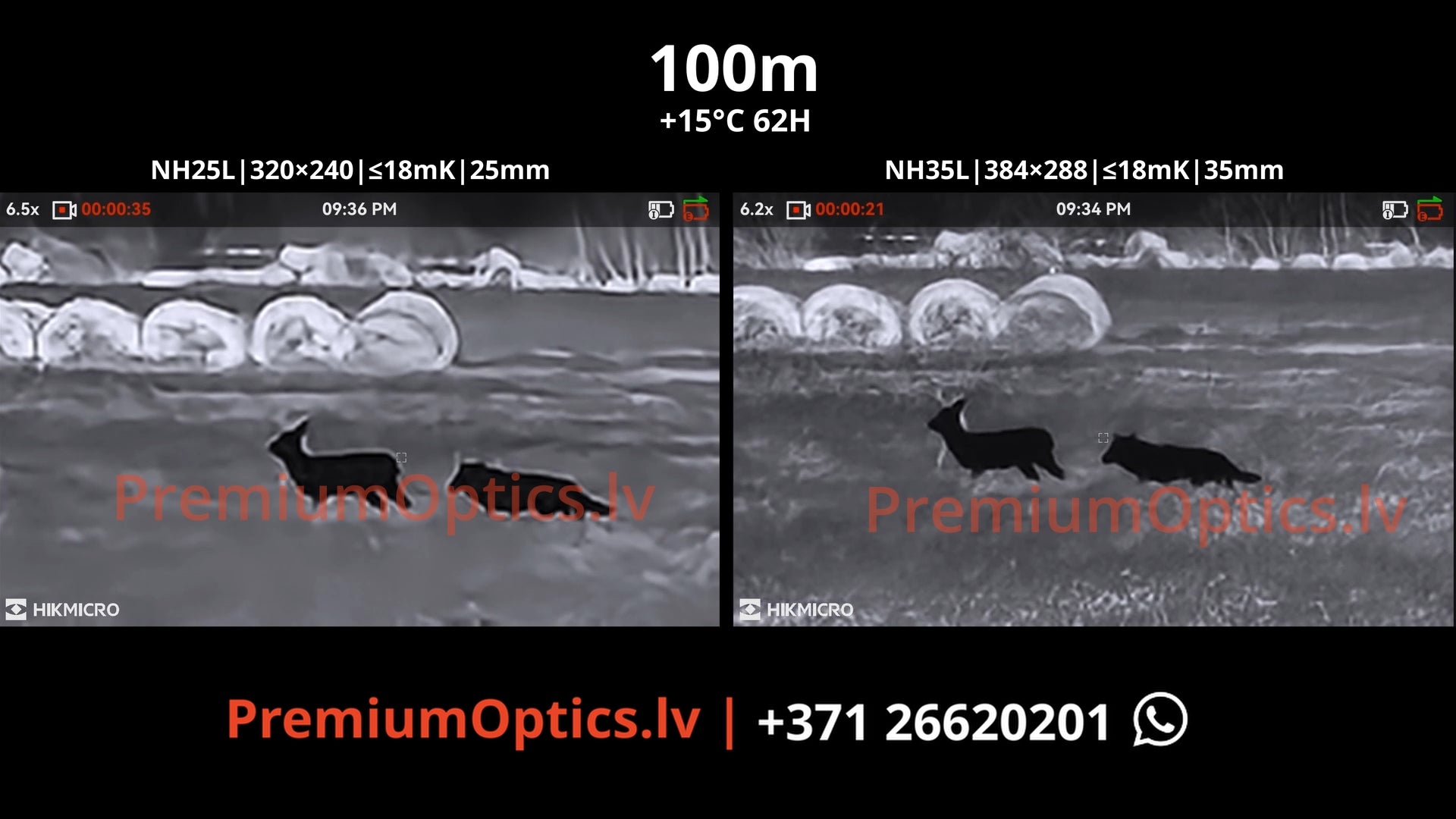 Hikmicro NEOS termotēmēklis NH25L vs NH35L tests lietus apstākļos 100m Buka ragi