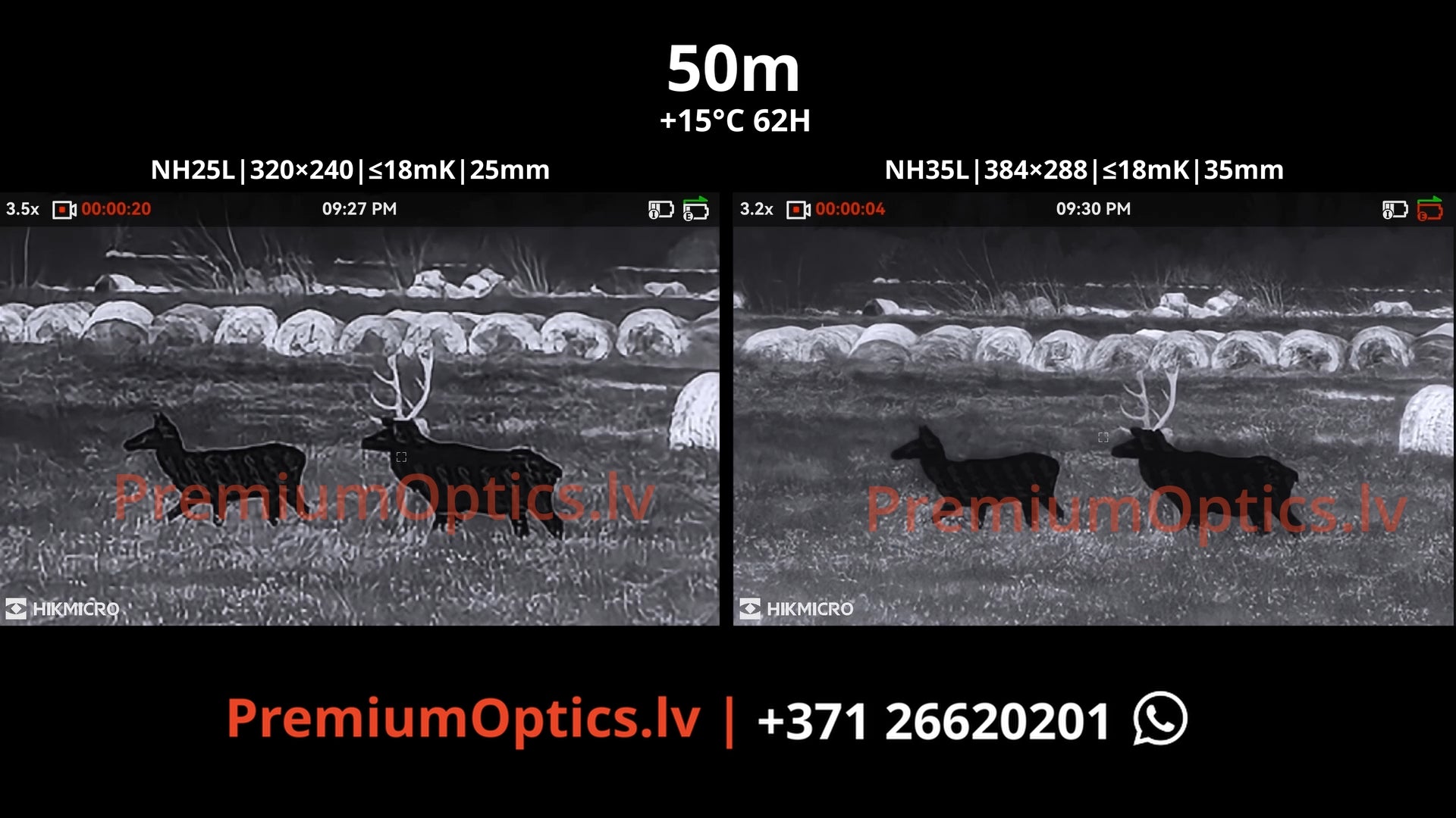 Hikmicro NEOS termotēmēklis NH25L vs NH35L tests lietus apstākļos 50m x1 palielinājums