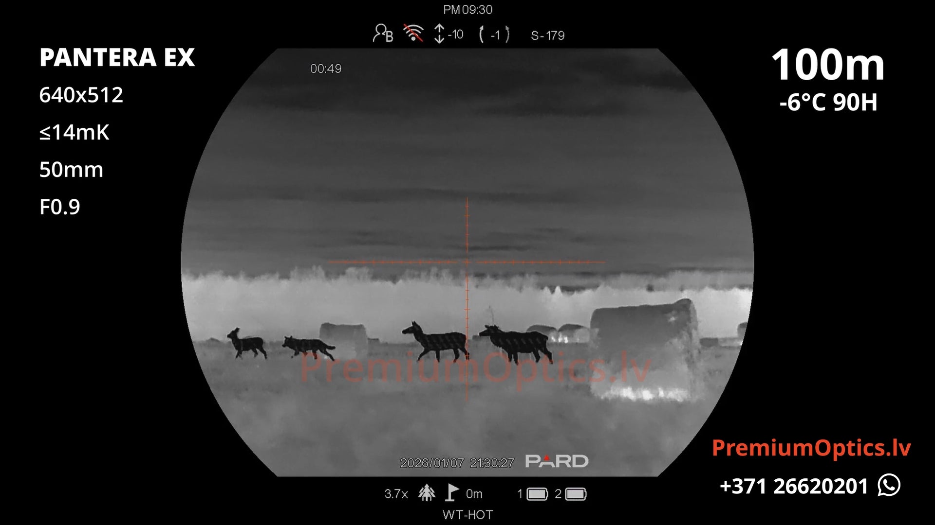 Pard Pantera EX termotēmēkļa tests 100 metros – attēla kvalitāte medību situācijā (1x palielinājums)