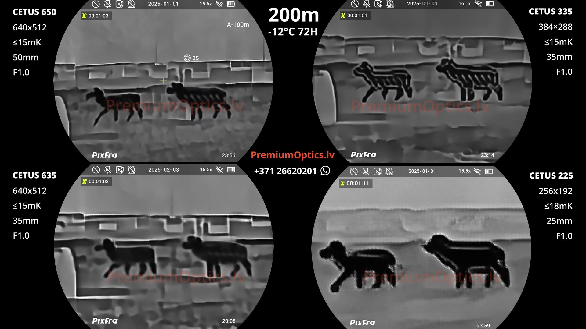Pixfra Cetus termotēmēkļa tests 200 metros – attēla kvalitāte reālos apstākļos (4x palielinājums)