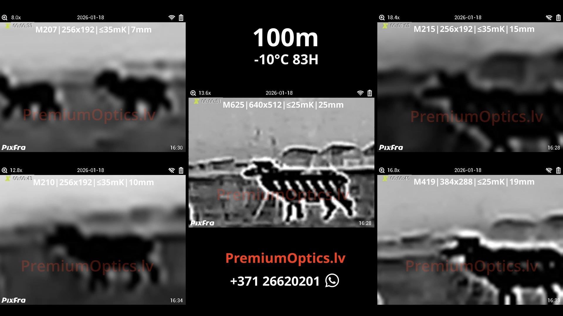 Pixfra Mile 2 termokameras tests 100 metros – attēla detalizācija dabā (4x palielinājums)