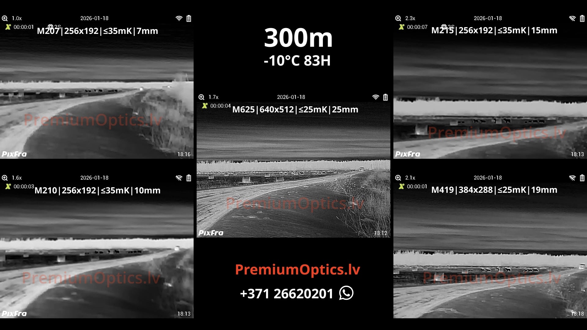 Pixfra Mile 2 termokameras tests 300 metros – attēla detalizācija dabā (1x palielinājums)