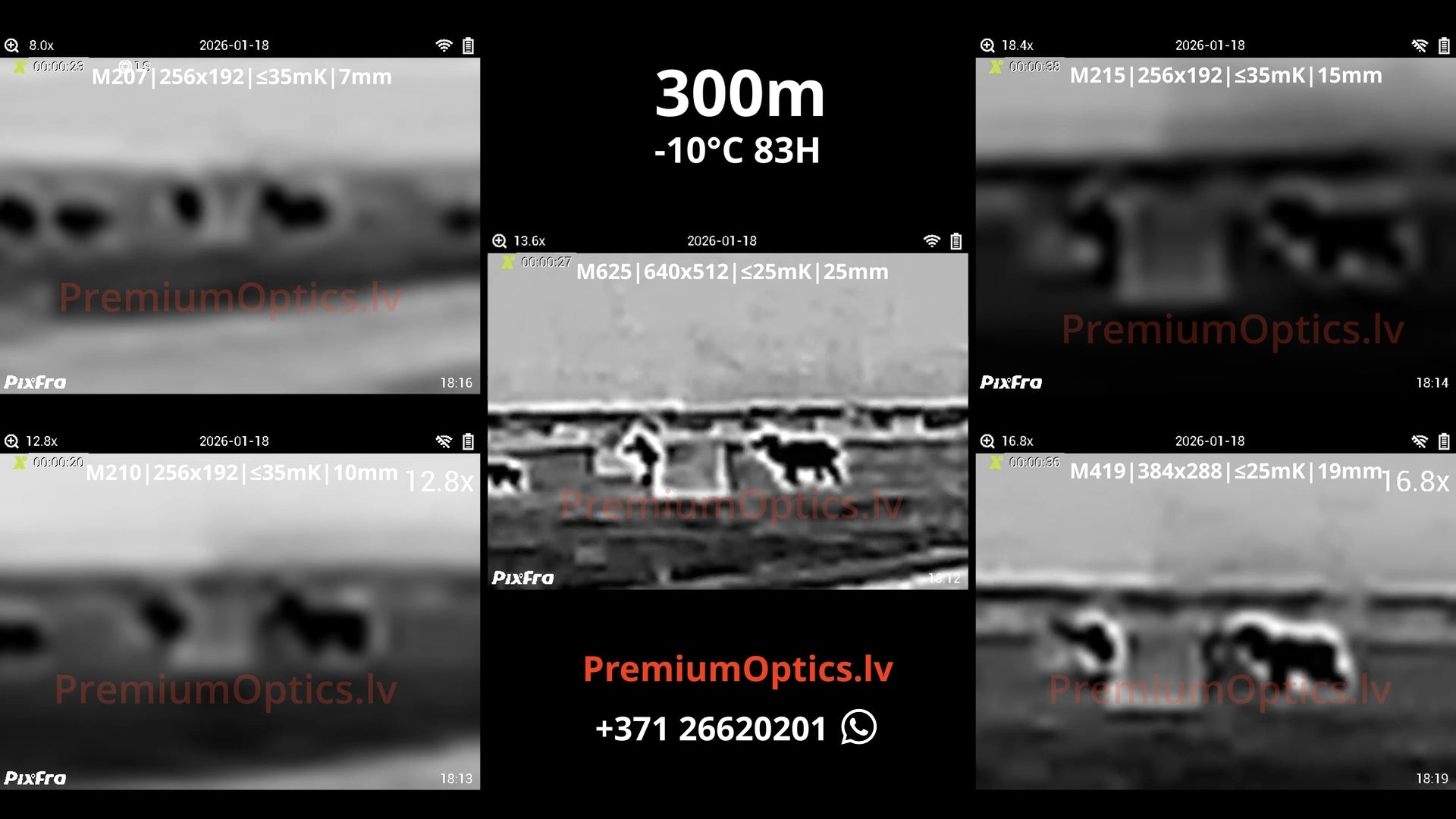Pixfra Mile 2 termokameras tests 300 metros – attēla detalizācija dabā (4x palielinājums)