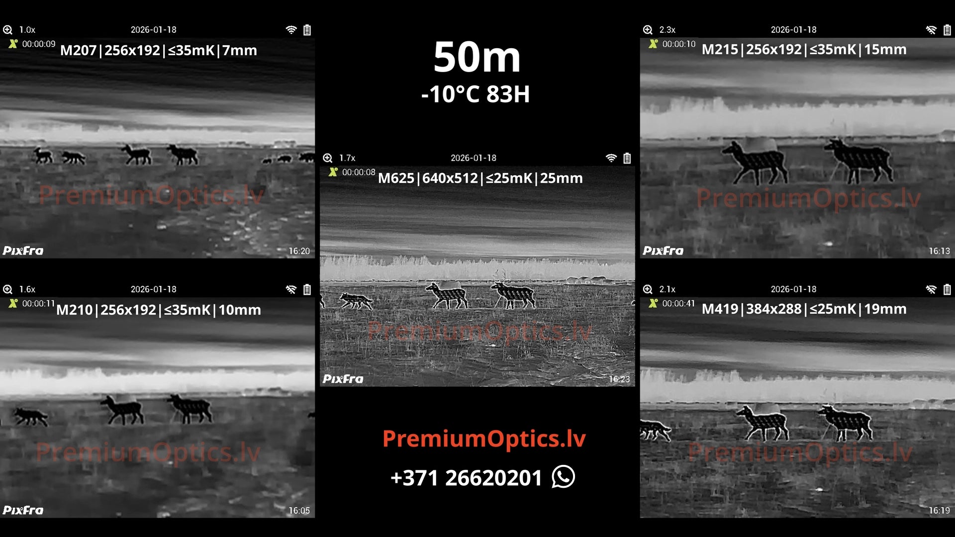 Pixfra Mile 2 termokameras tests 50 metros – attēla detalizācija dabā (1x palielinājums)