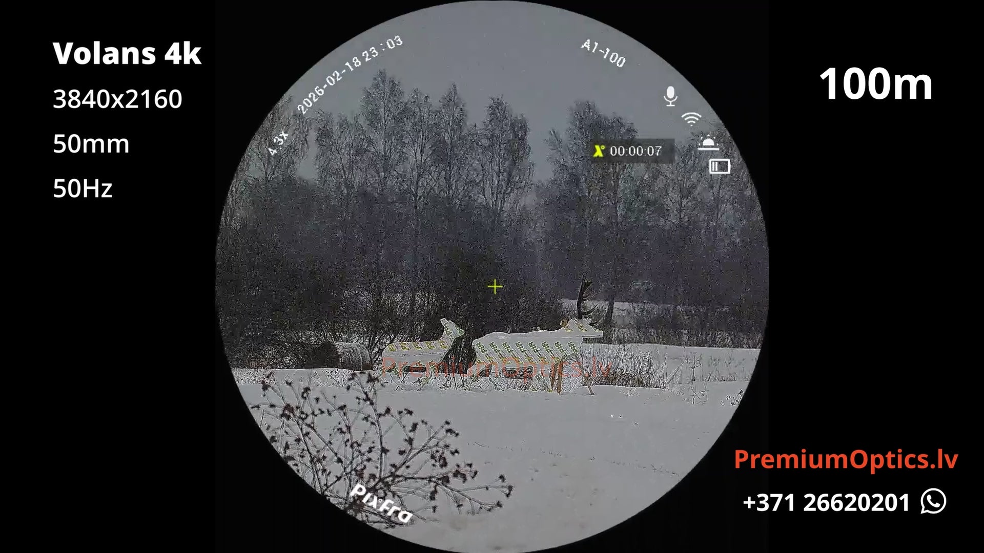 Pixfra Volans 4K digitālās nakts optikas tests 100 metros – dienas attēla kvalitāte