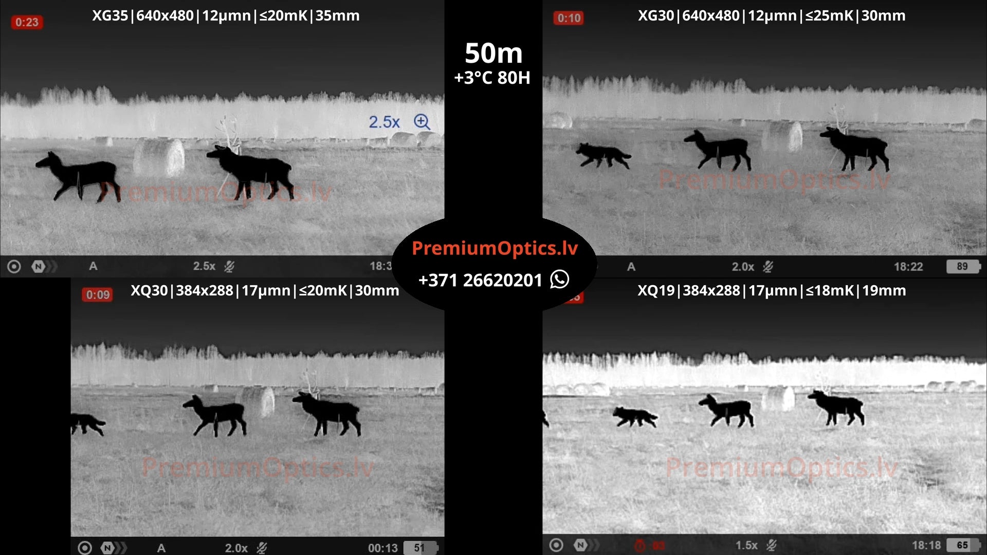 Pulsar Axion termokameras tests 50 metros – attēla kvalitāte meža vidē (1x palielinājums)