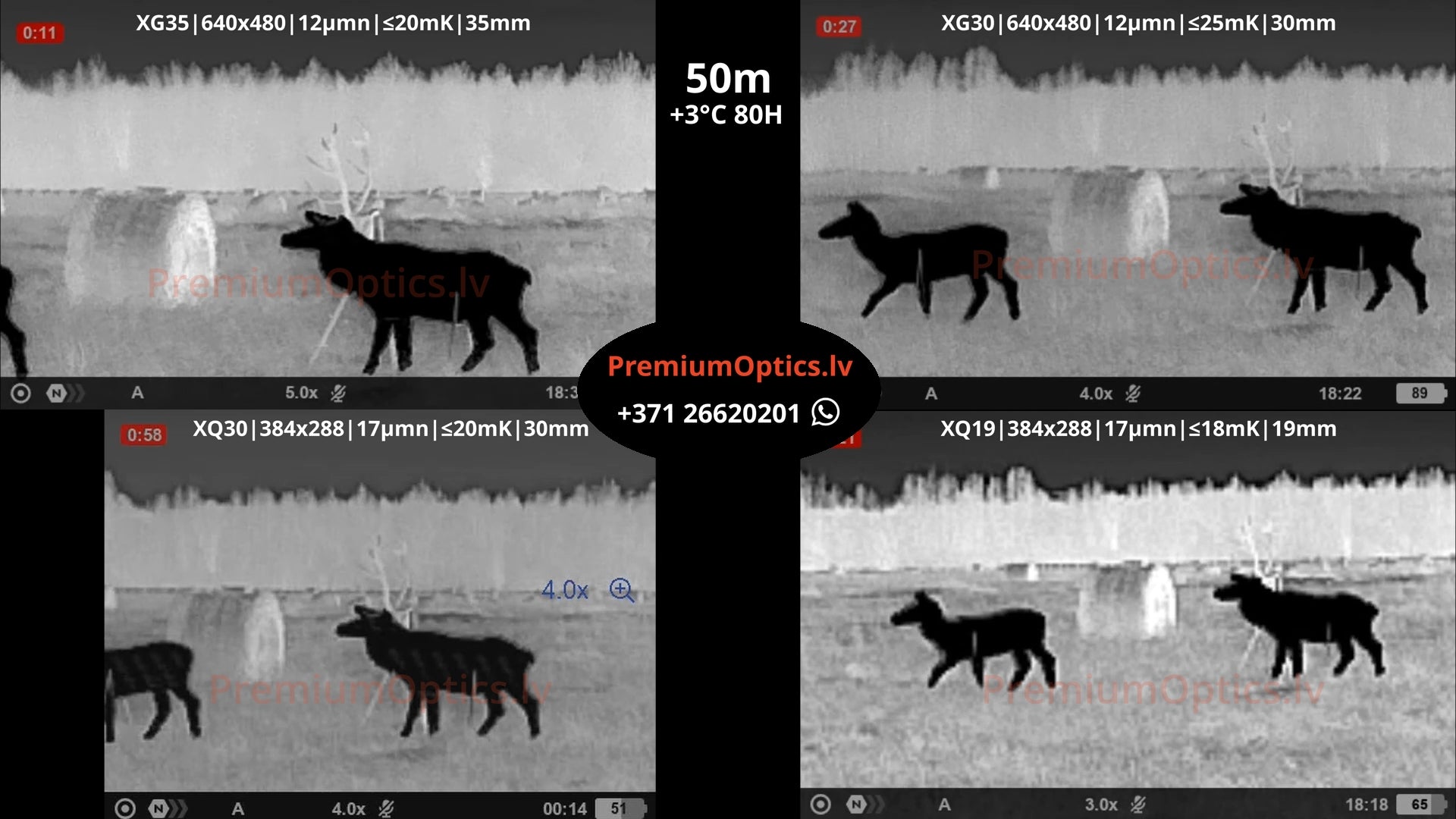 Pulsar Axion termokameras tests 50 metros – attēla kvalitāte meža vidē (2x palielinājums)