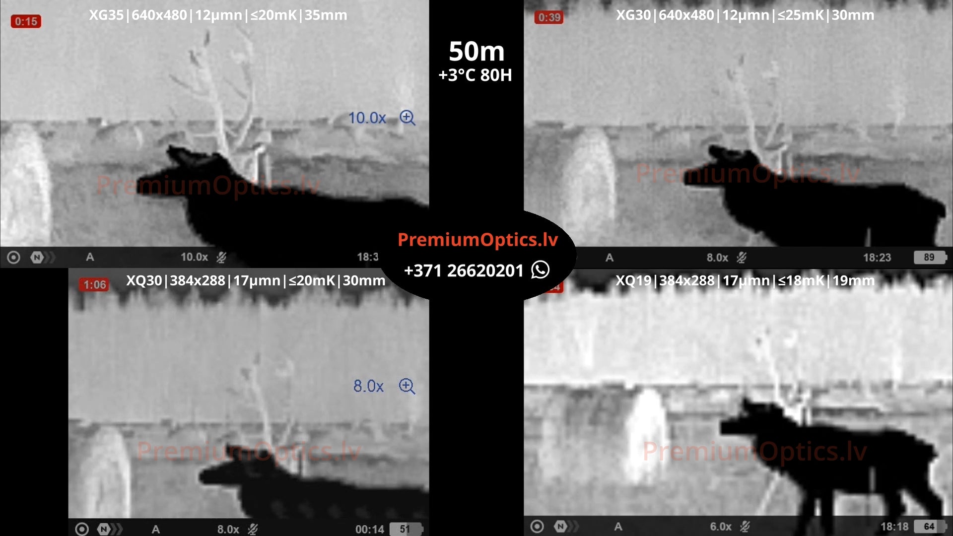 Pulsar Axion termokameras tests 50 metros – attēla kvalitāte meža vidē (3x palielinājums)