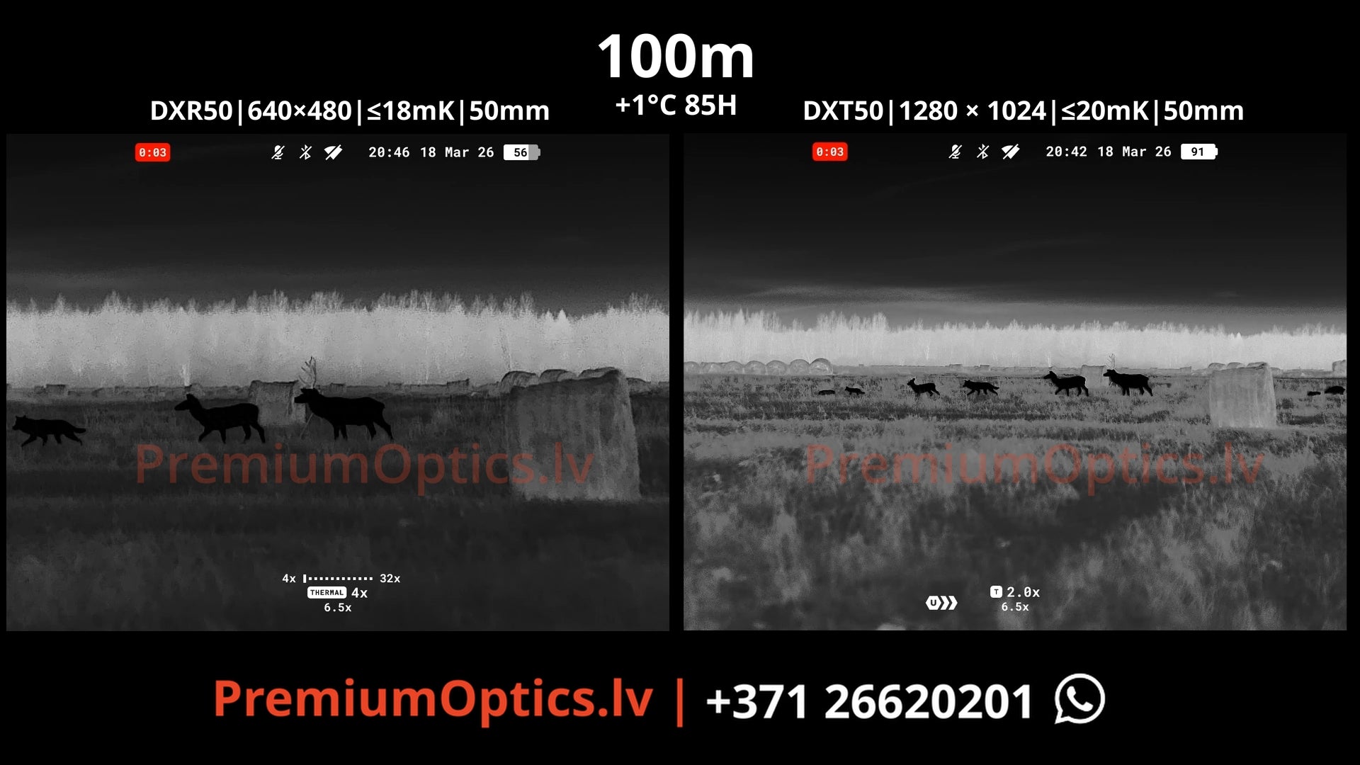 Pulsar Symbion tests termālās bildes kvalitāte miglas apstākļos 100 metros (1x palielinājums)