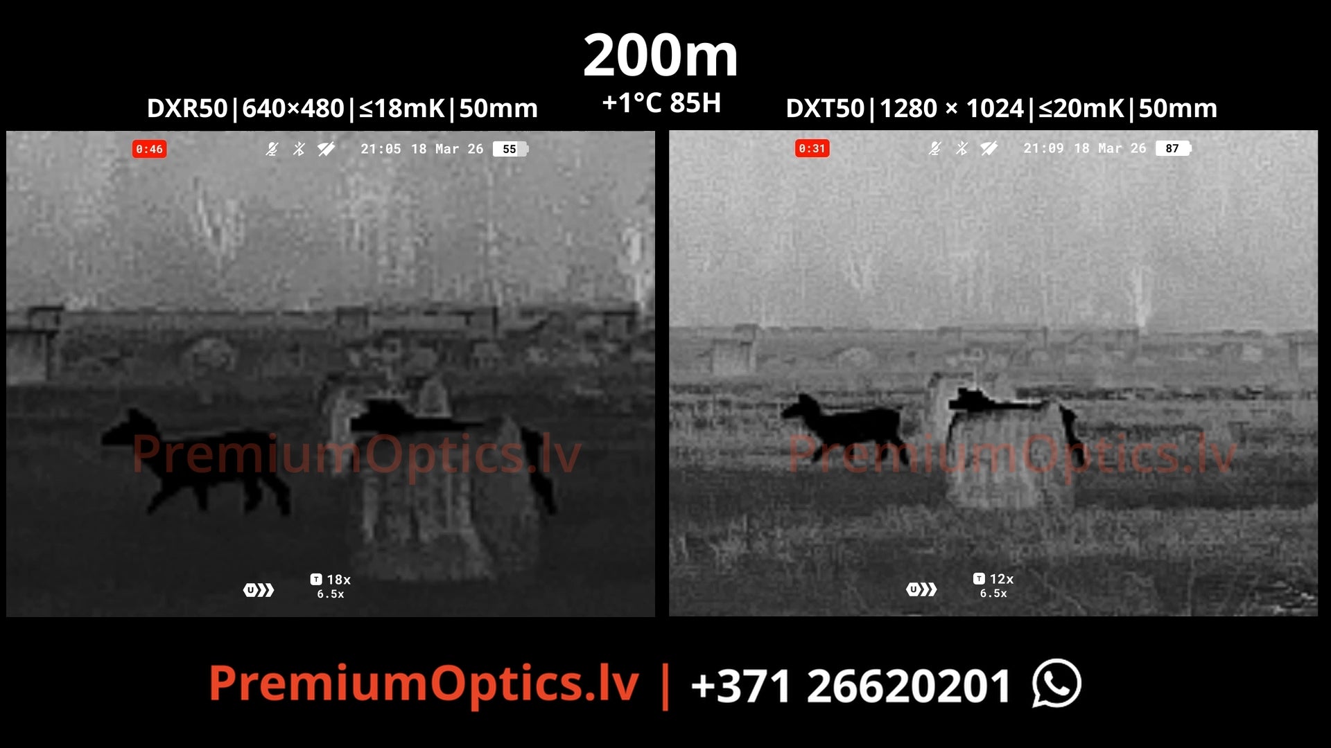 Pulsar Symbion tests termālās bildes kvalitāte miglas apstākļos 200 metros (2x palielinājums)