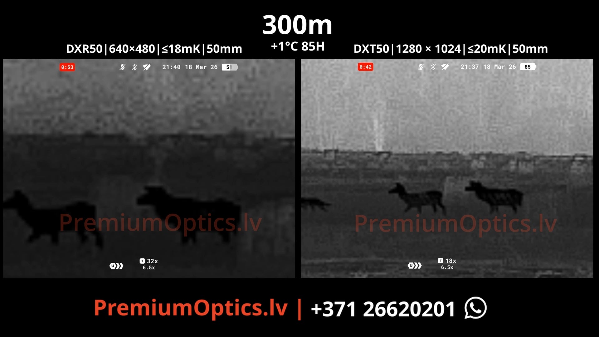 Pulsar Symbion tests termālās bildes kvalitāte miglas apstākļos 300 metros (2x palielinājums)