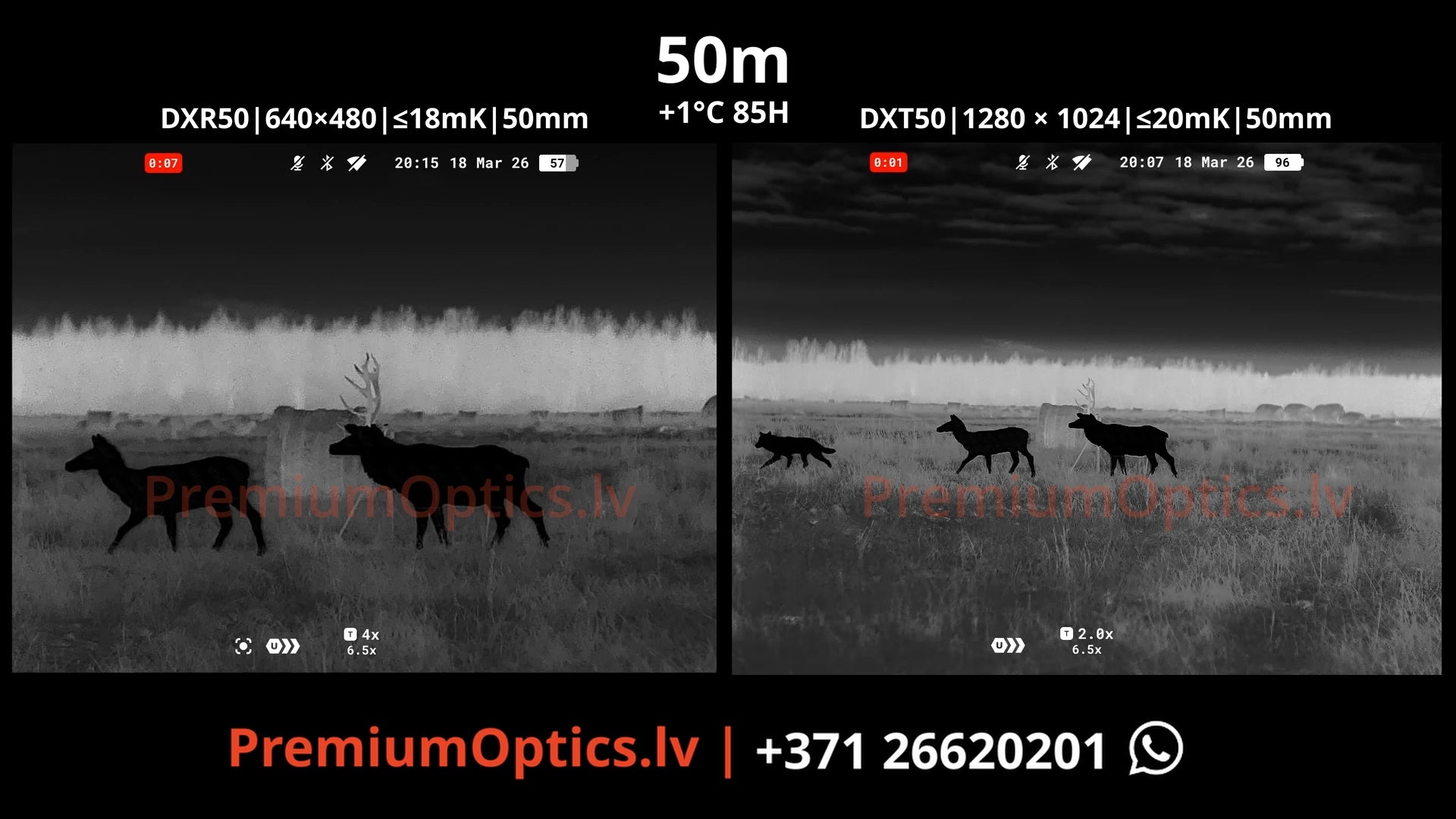 Pulsar Symbion tests termālās bildes kvalitāte miglas apstākļos 50 metros (1x palielinājums)