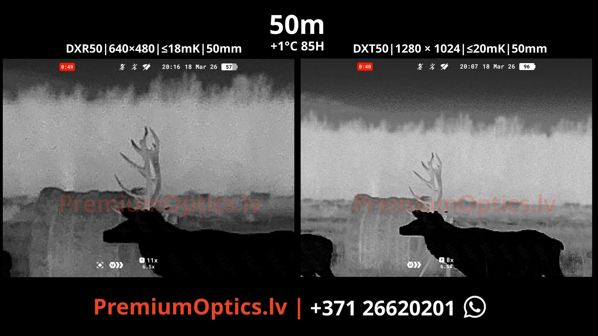 Pulsar Symbion tests termālās bildes kvalitāte miglas apstākļos 50 metros (2x palielinājums)