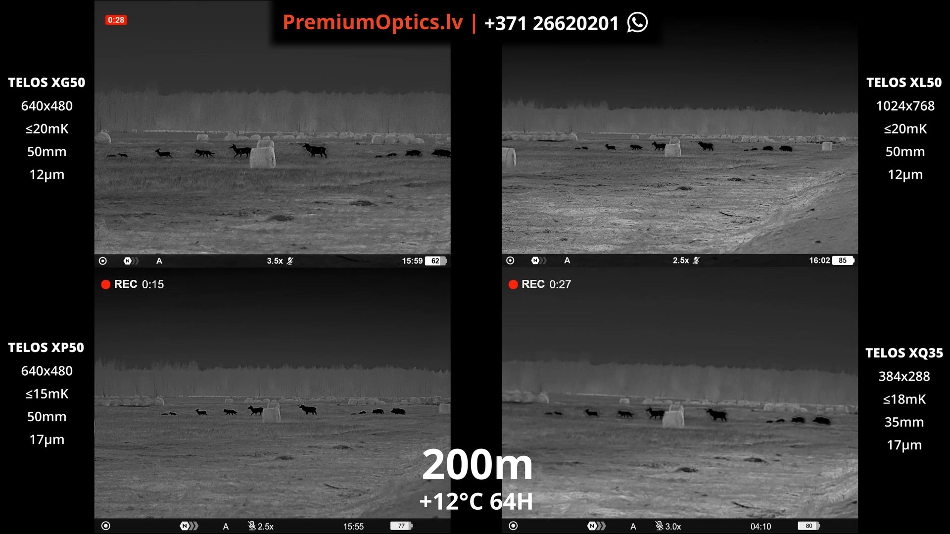 Pulsar Telos termokameras tests - attēla kvalitāte 200m distancē dienas laikā 1x palielinājums
