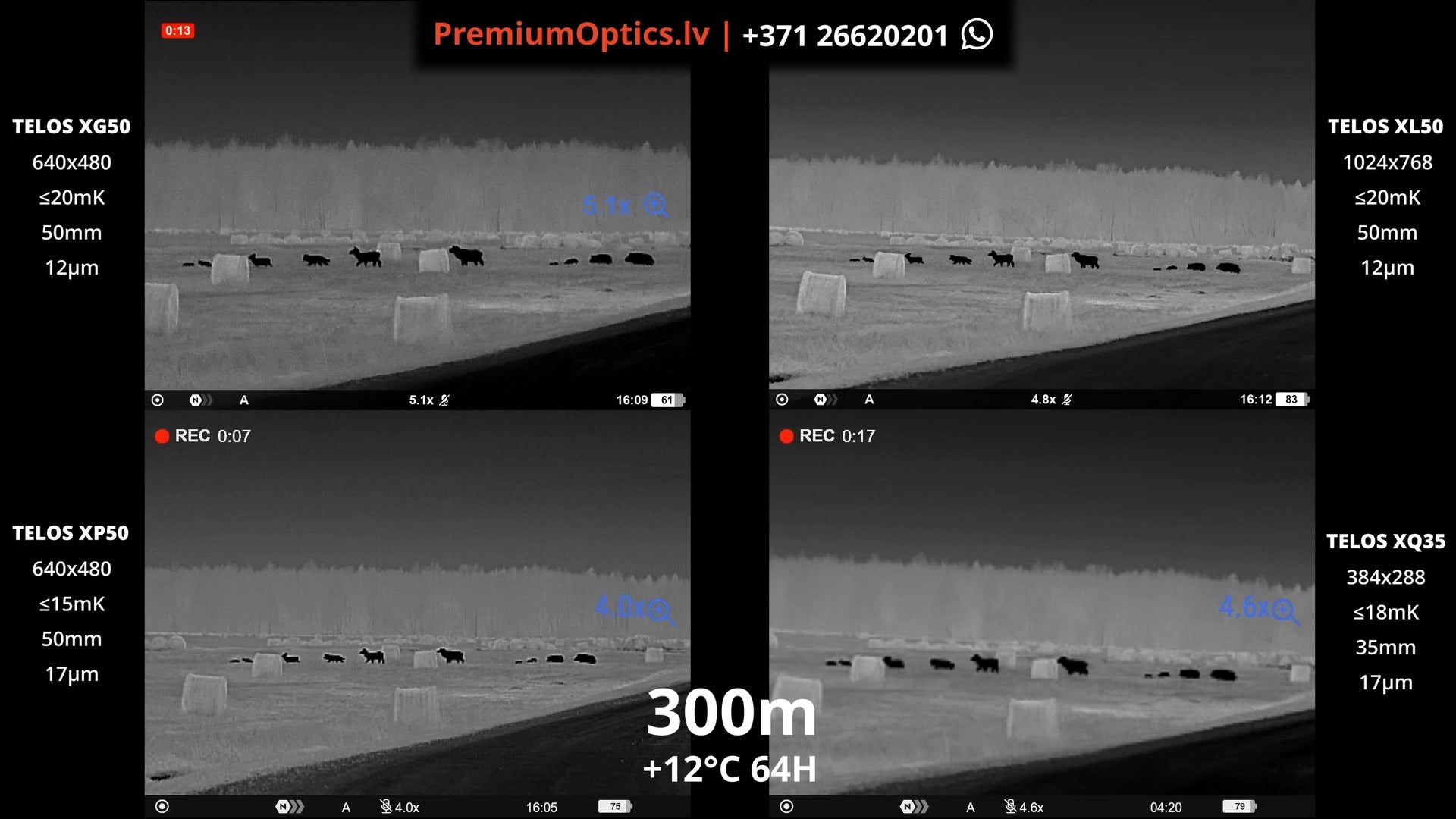 Pulsar Telos termokameras tests - attēla kvalitāte 300m distancē dienas laikā 2x palielinājums