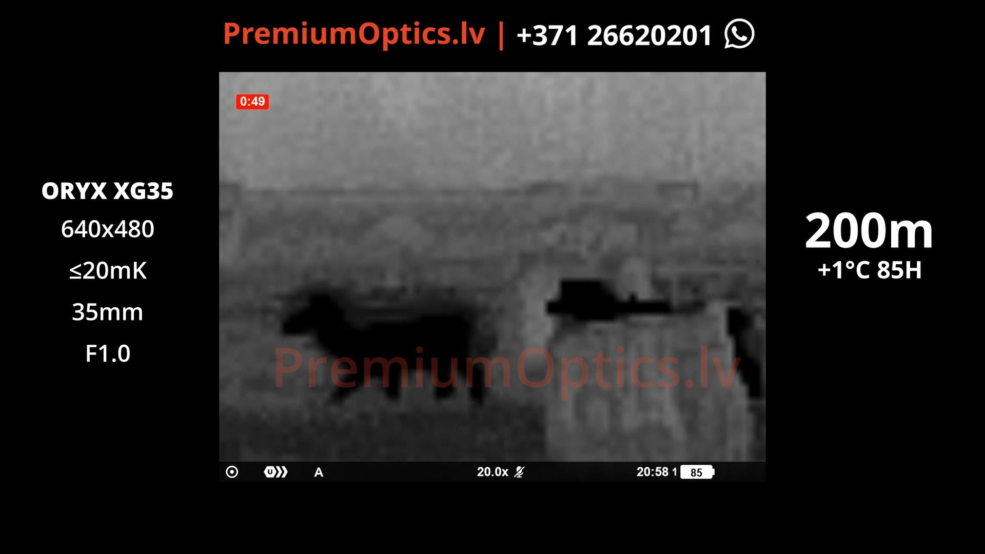 Vai ar Pulsar Oryx XG35 termokameru var redzēt brieža ragus miglā, lietū un sausos apstākļos 200m 2x palielinājums