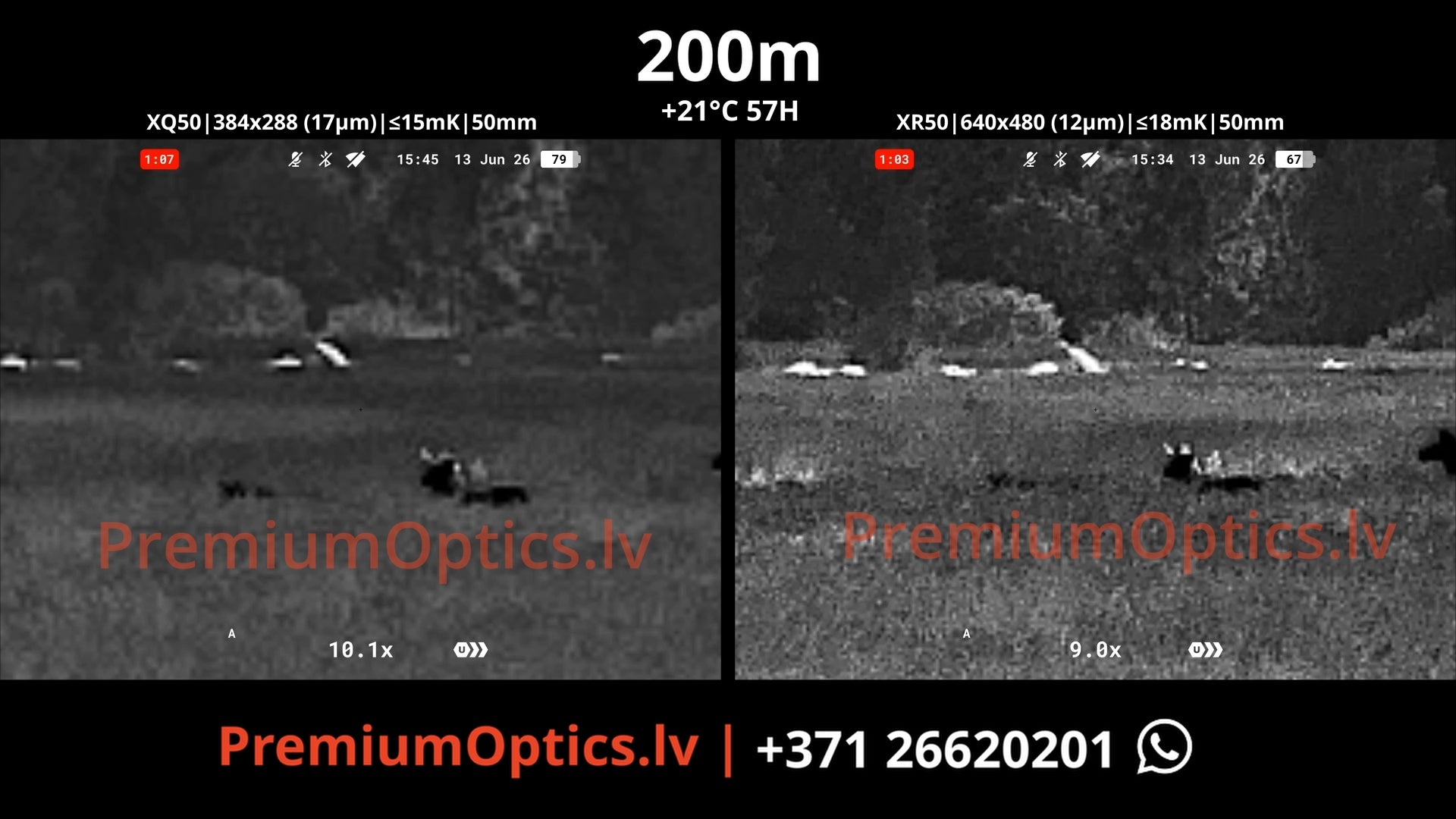 Pulsar Trail 3 termo tēmēkļa tests - attēla kvalitāte 200m distancē dienas laikā buka ragi 1x palielinājums