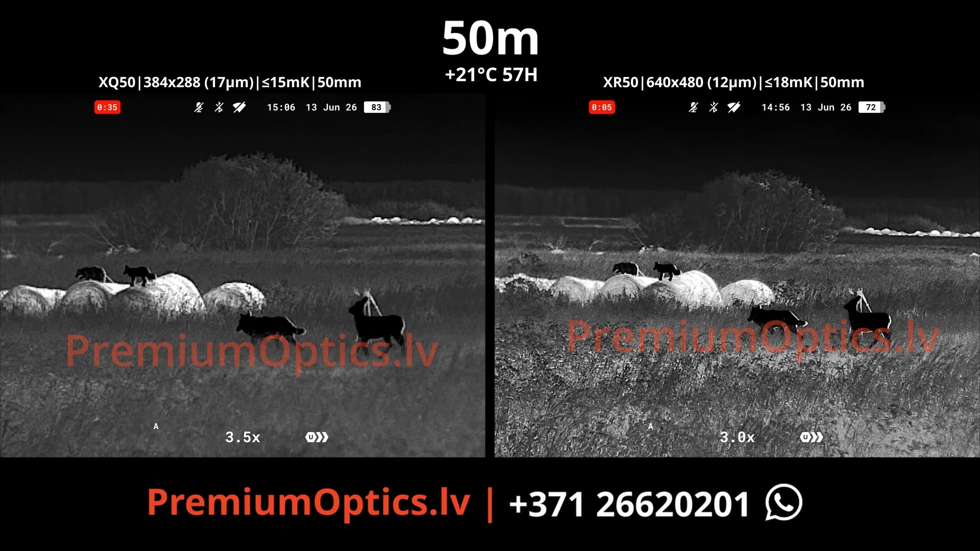 Pulsar Trail 3 termo tēmēkļa tests - attēla kvalitāte 50m distancē dienas laikā buka ragi 1x palielinājums