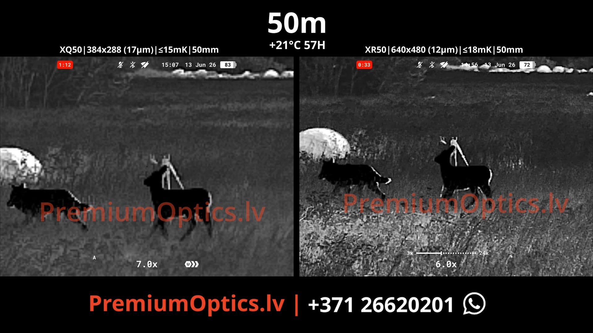 Pulsar Trail 3 termo tēmēkļa tests - attēla kvalitāte 50m distancē dienas laikā buka ragi 2x palielinājums