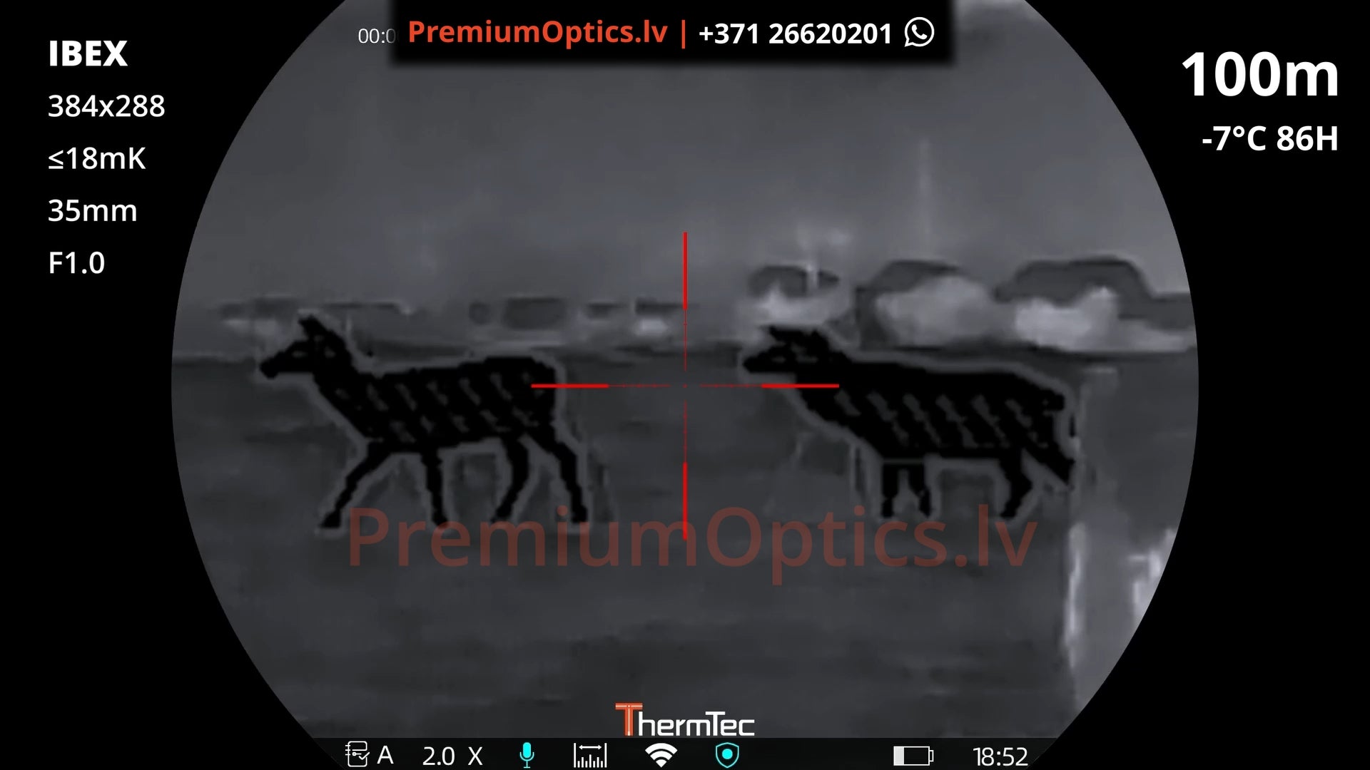 ThermTec Ibex termotēmēkļa tests 100 metros – attēla kvalitāte medību situācijā (2x palielinājums)