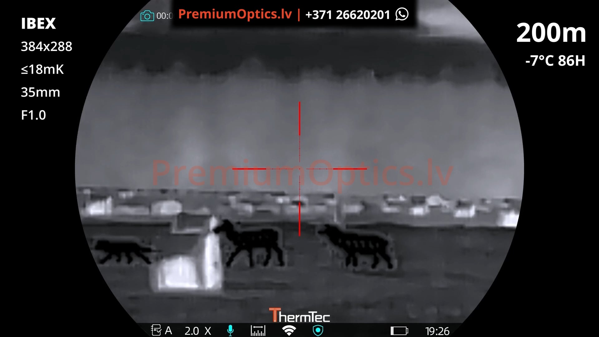 ThermTec Ibex termotēmēkļa tests 200 metros – attēla kvalitāte medību situācijā (2x palielinājums)