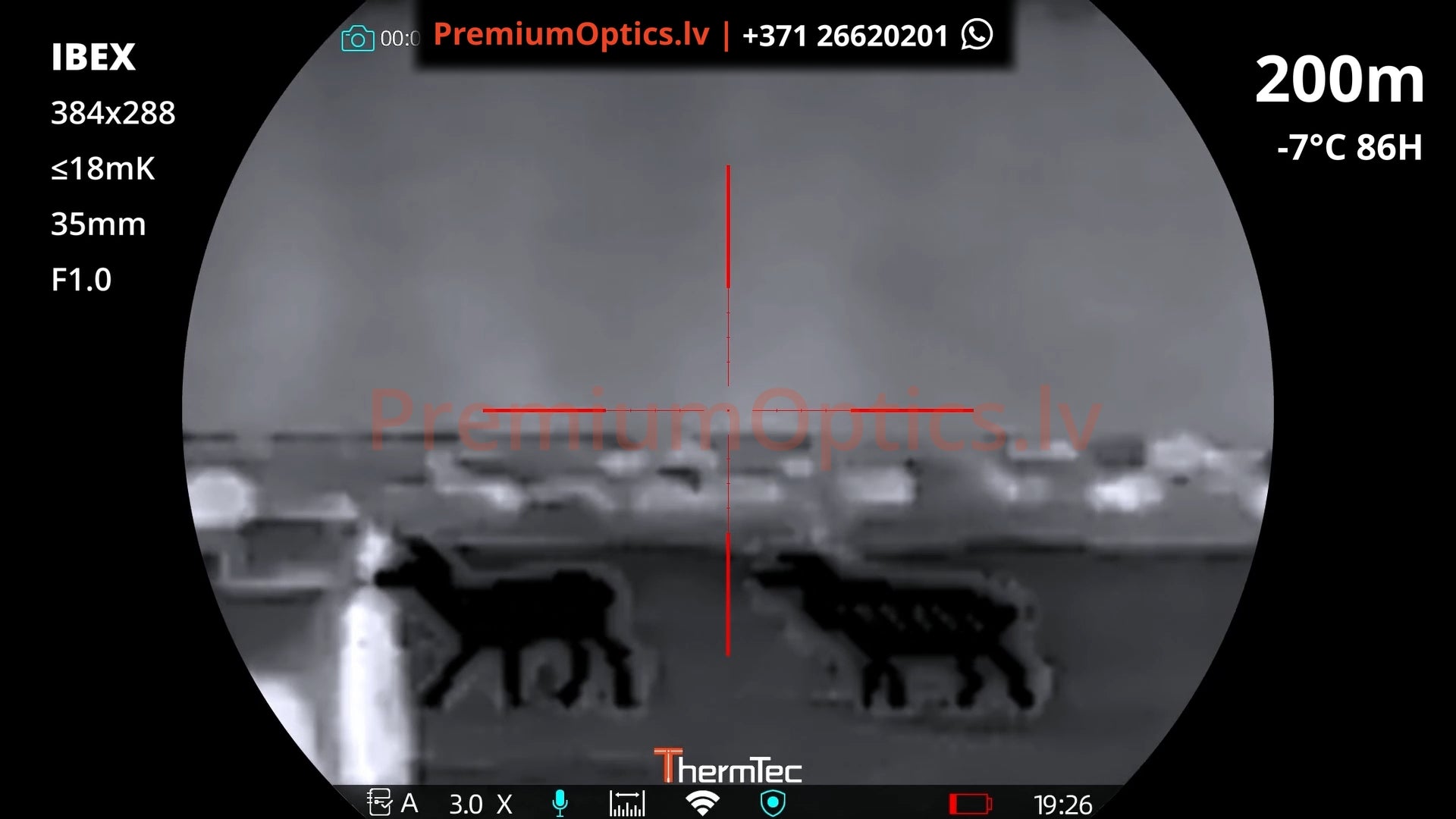 ThermTec Ibex termotēmēkļa tests 200 metros – attēla kvalitāte medību situācijā (3x palielinājums)