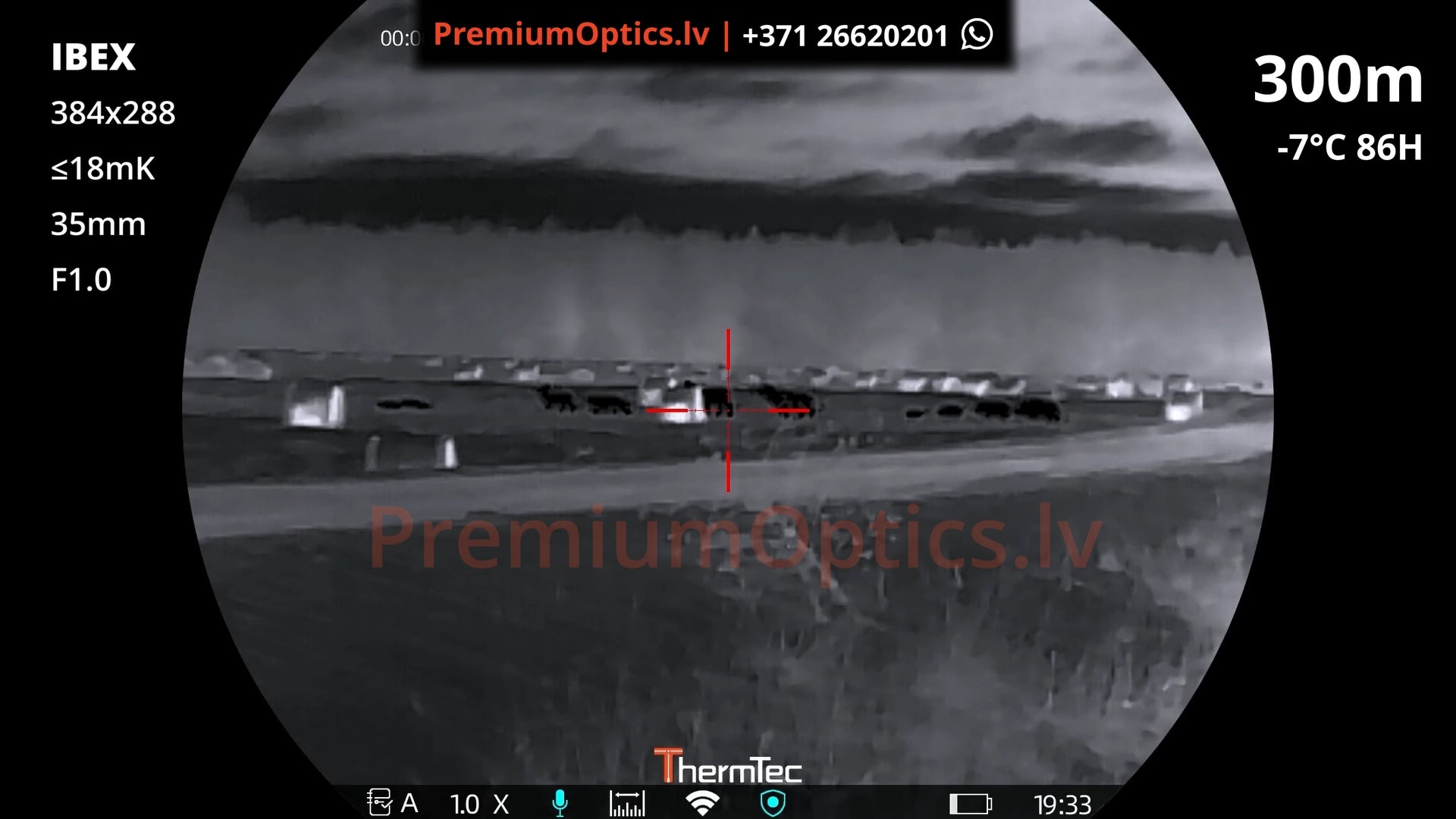 ThermTec Ibex termotēmēkļa tests 300 metros – attēla kvalitāte medību situācijā (1x palielinājums)