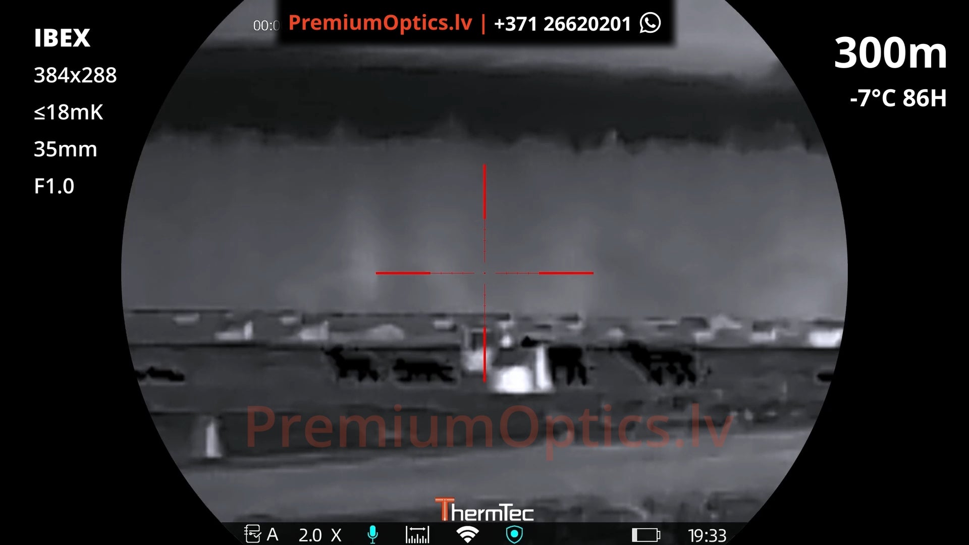 ThermTec Ibex termotēmēkļa tests 300 metros – attēla kvalitāte medību situācijā (2x palielinājums)